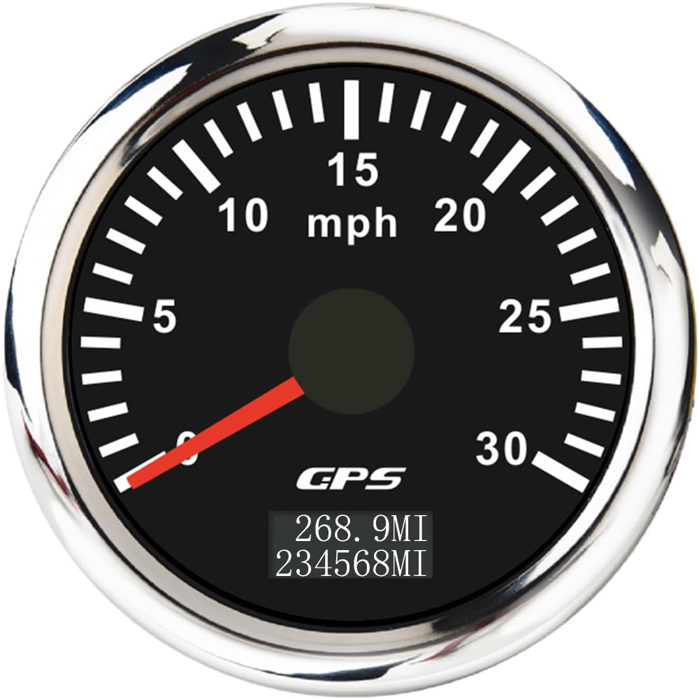 ELING 52mm GPS Speedometer 0-30mph Speedometer Odometer with 7 Colors Backlight 12V 24V for Ships