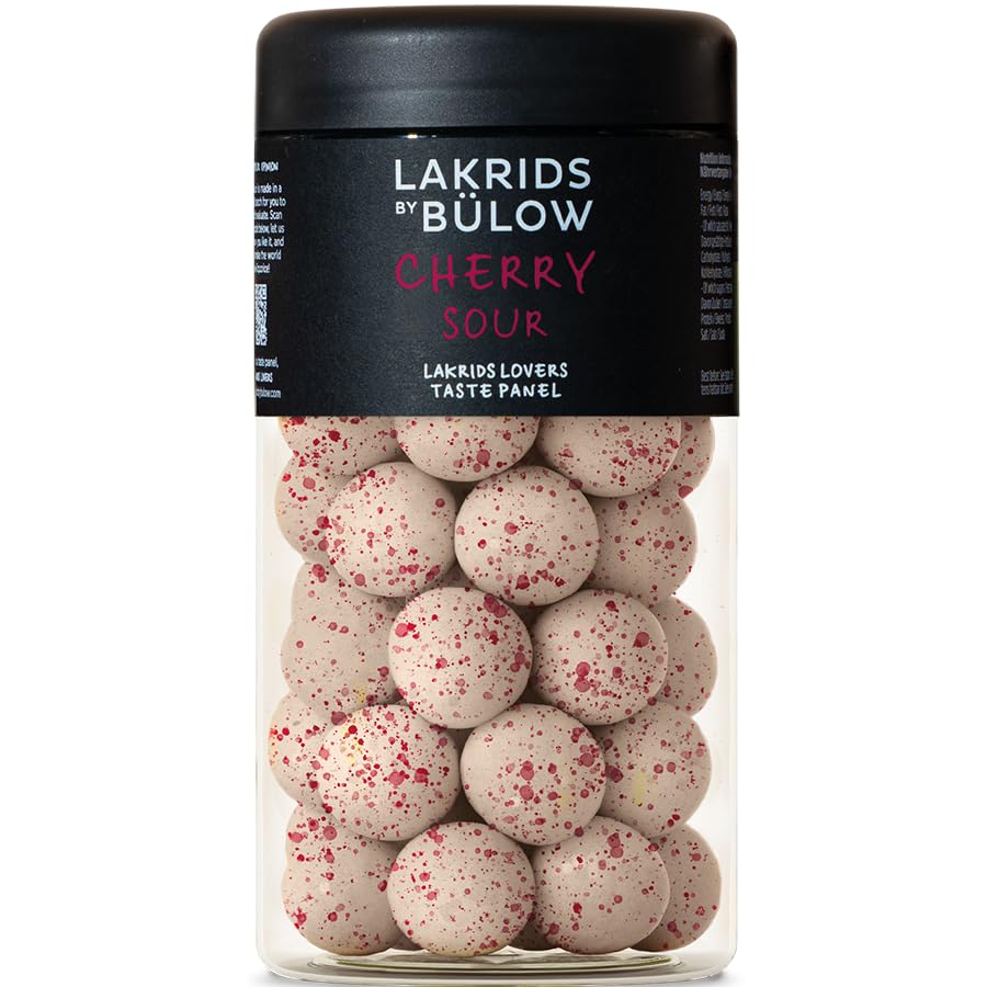 LAKRIDS BY BÜLOW - CEREZA SOUR - REGULAR - Regaliz gourmet cubierto de chocolate hecho en Copenhague