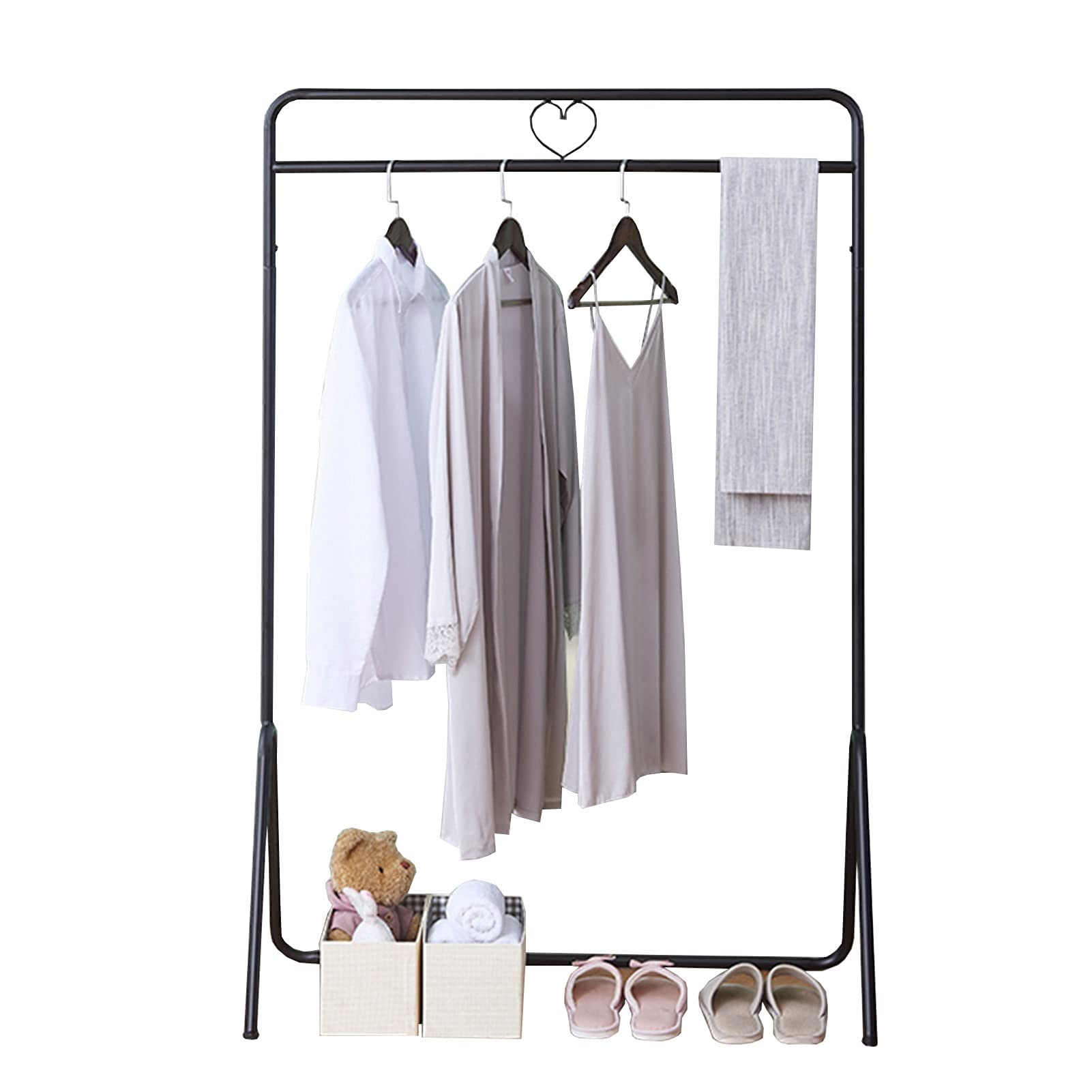 Nordischer moderner Kleiderständer aus Metall, Kleiderständer für den Einzelhandel, schmiedeeiserne Einzelstange, bodenstehende Kleiderbügel, Kleiderregale für Schlafzimmer (Color : Black, Size : 10