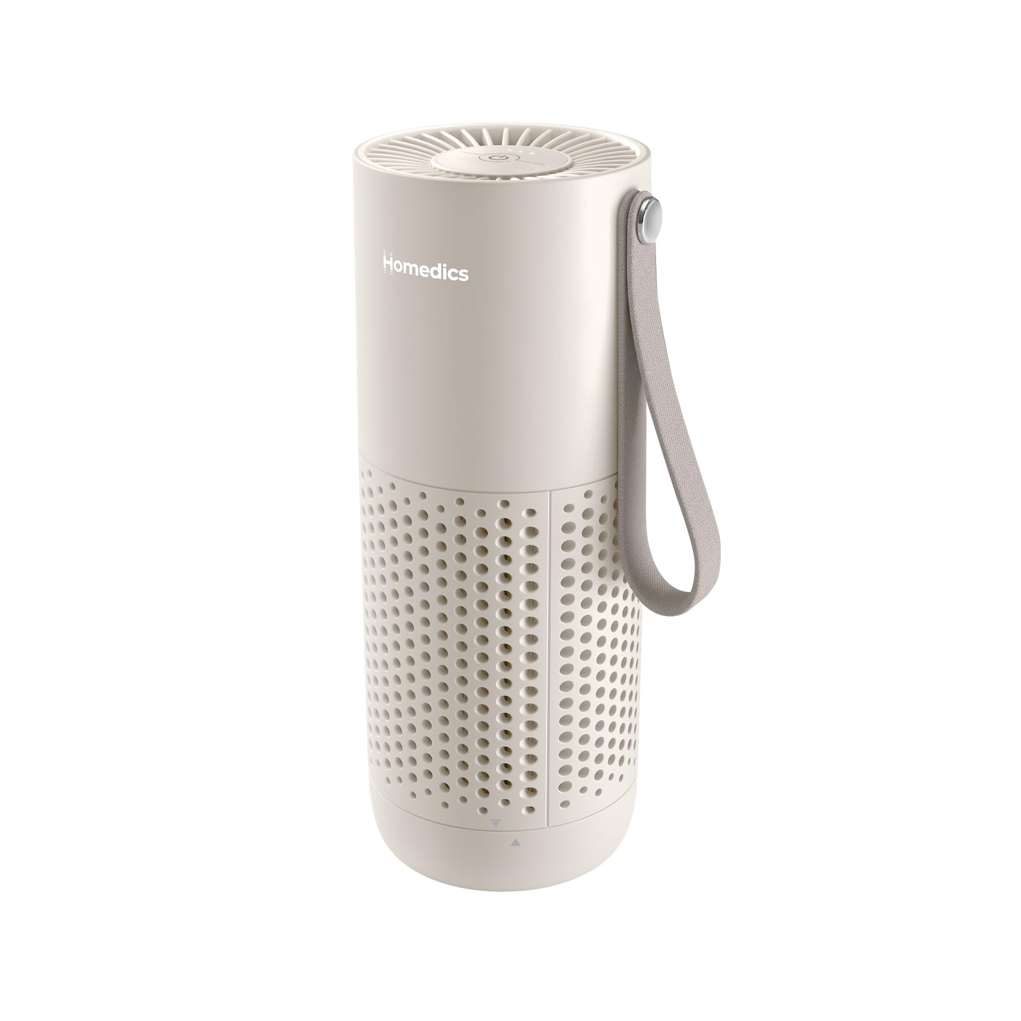 Homedics WhisperPure Mini Luftreiniger, HEPA-Typ-Filter, Stein | Für Allergiker, Schlafzimmer & Auto, Kabellos, 3-in-1-Filtration, 3 Geschwindigkeiten, Duftöl-Pad, 8h Akku