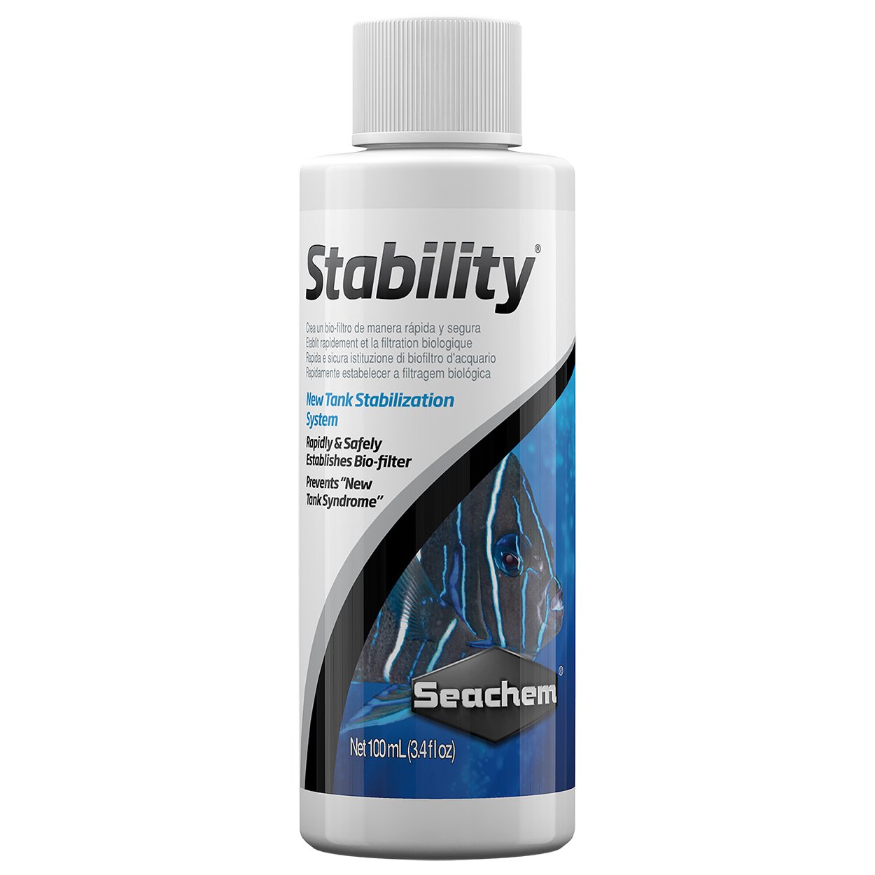 SeachemStability 100 ml, Establishes Biofilter & Prevents New Tank Syndrome In Freshwater And Marine Aquarium, White, 125, Stability 100ml