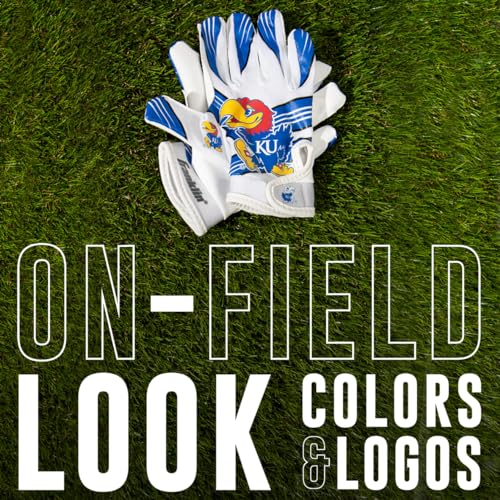 Franklin Sports NCAA Receiver Gloves - Youth XS/S - Kansas Jayhawks - image 2