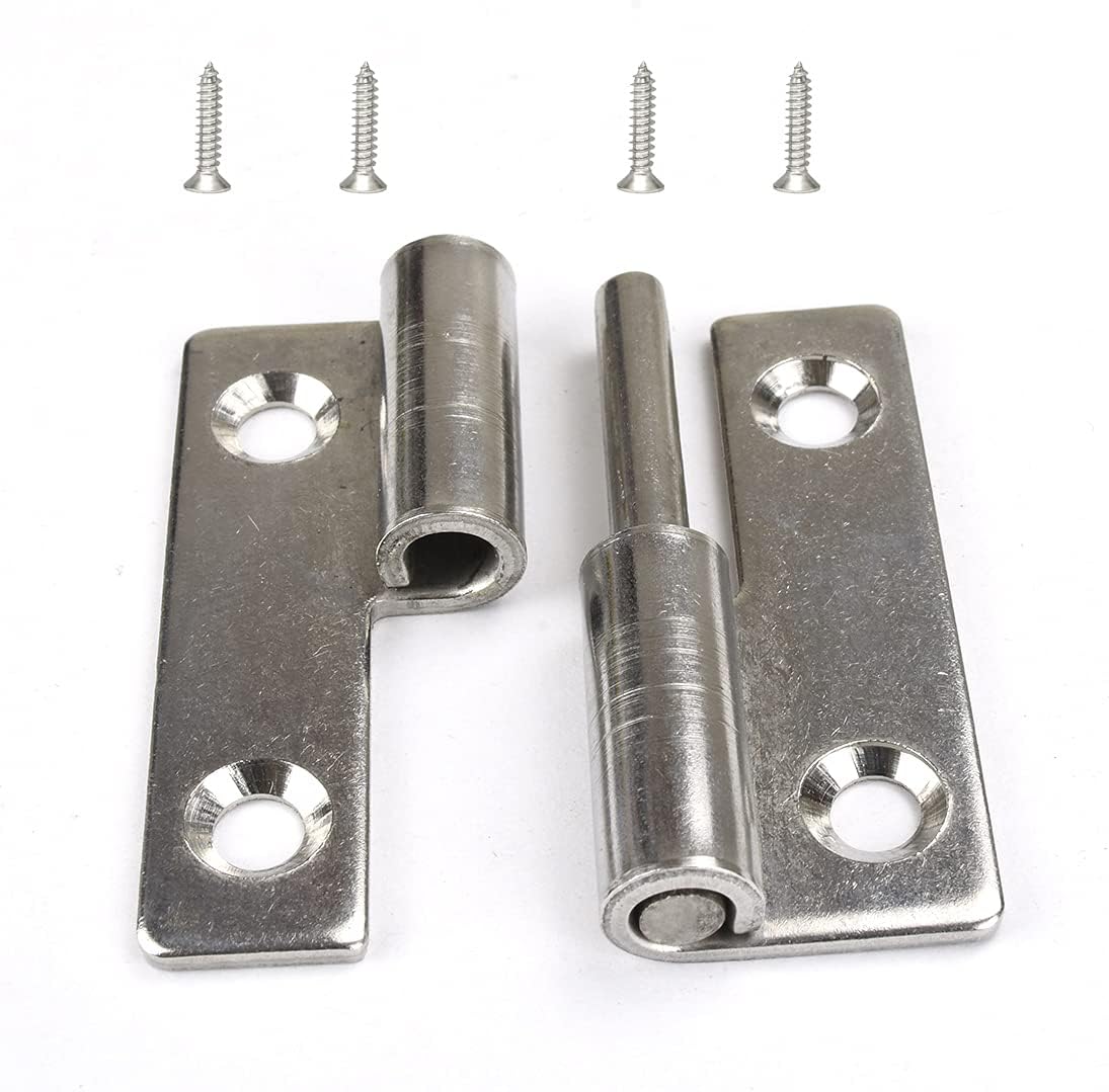 4Pcs 2-inch Long Steel Small Slip Joint Hinge,Lift Off Door Hinges Right Handed Lid,Stainless Flag Hinge
