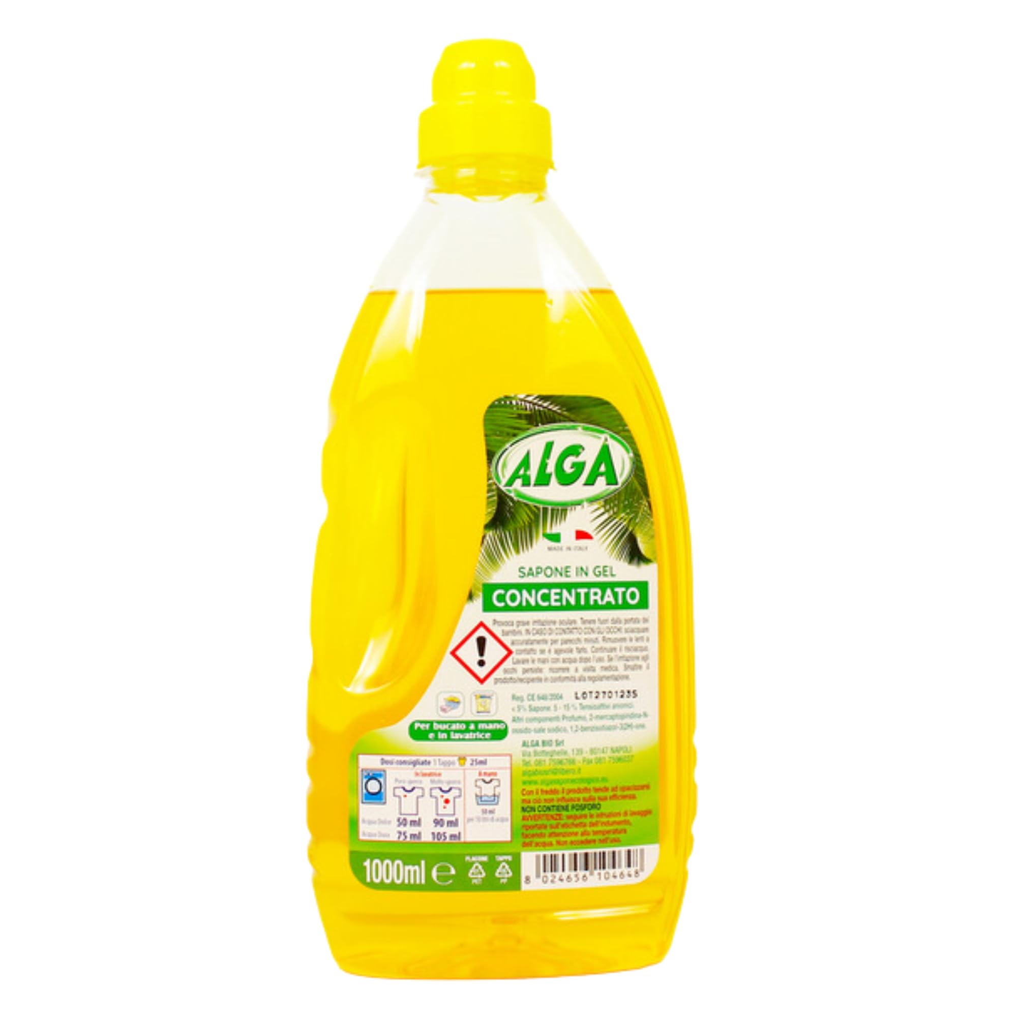 AlgaBio Sapone Gel Concentrato per Bucato a Mano e Lavatrice 1L (Unità)