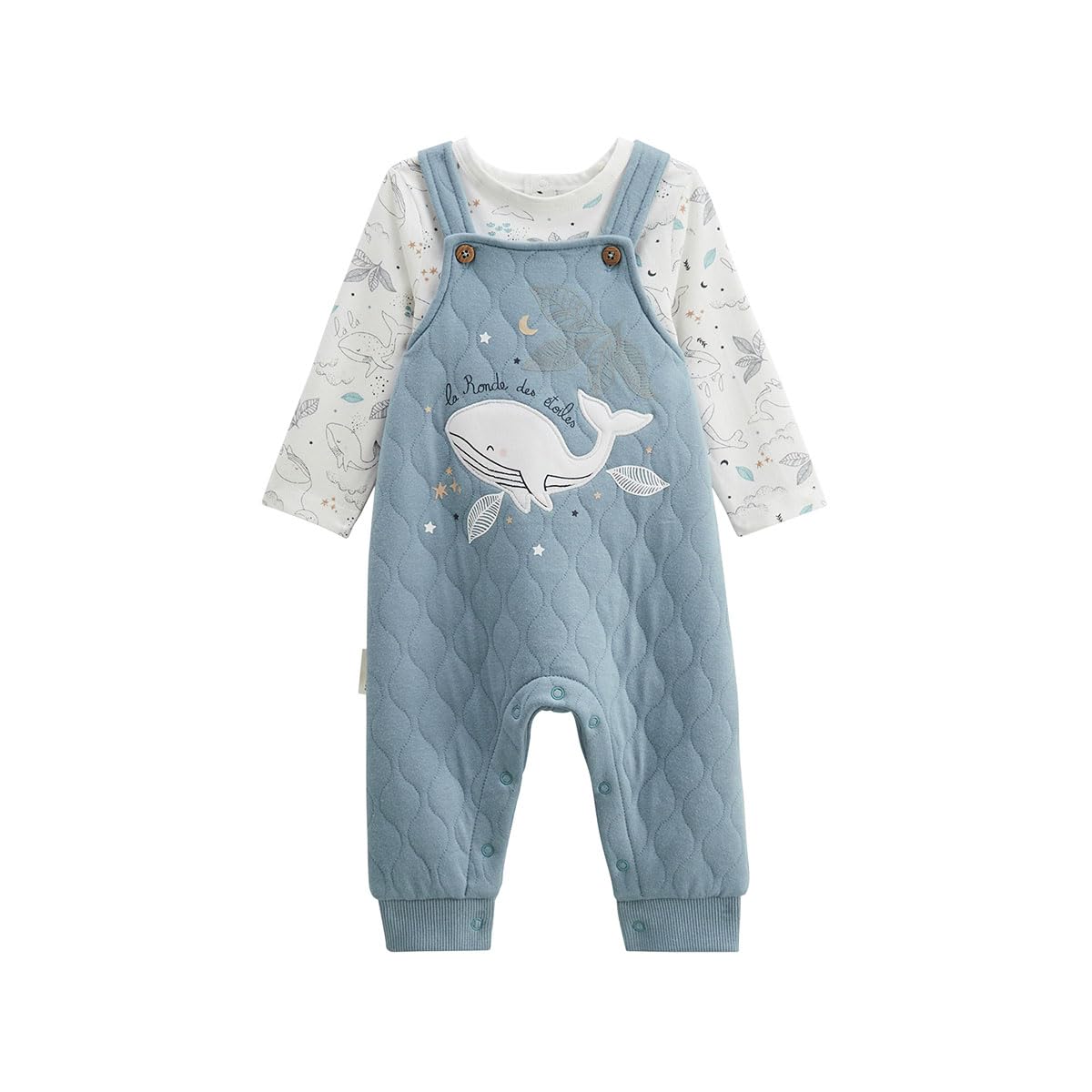 Petit Béguin - Ensemble salopette bébé en coton matelassé et t-​shirt Petite Balade