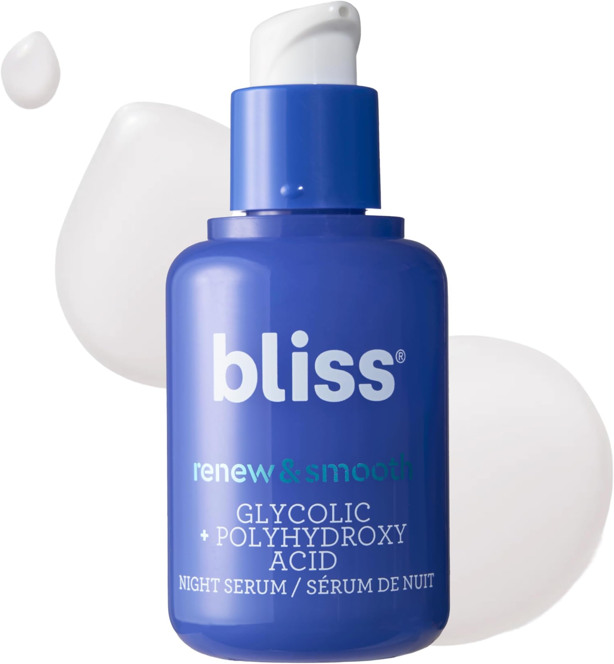 Renew & Smooth Night Serum- AHA Glycolic + Polyhydroxy Acid - Gently Removes Dead Skin Cells- Transforms Dull Dry Skin- For Hydrating Radiant Glowing Skin - Vegan & Cruelty-Free - 1 Fl Oz