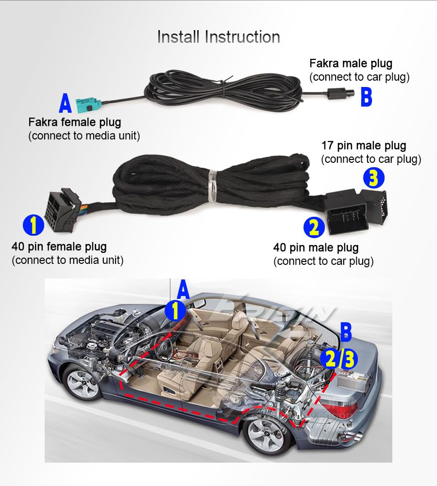 Erisin Przedłużacz radia 6 m wiązka przewodów do BMW 3er 5er X5 M3 E46 E53 E39 samochód 12-pinowe połączenie Autoradio