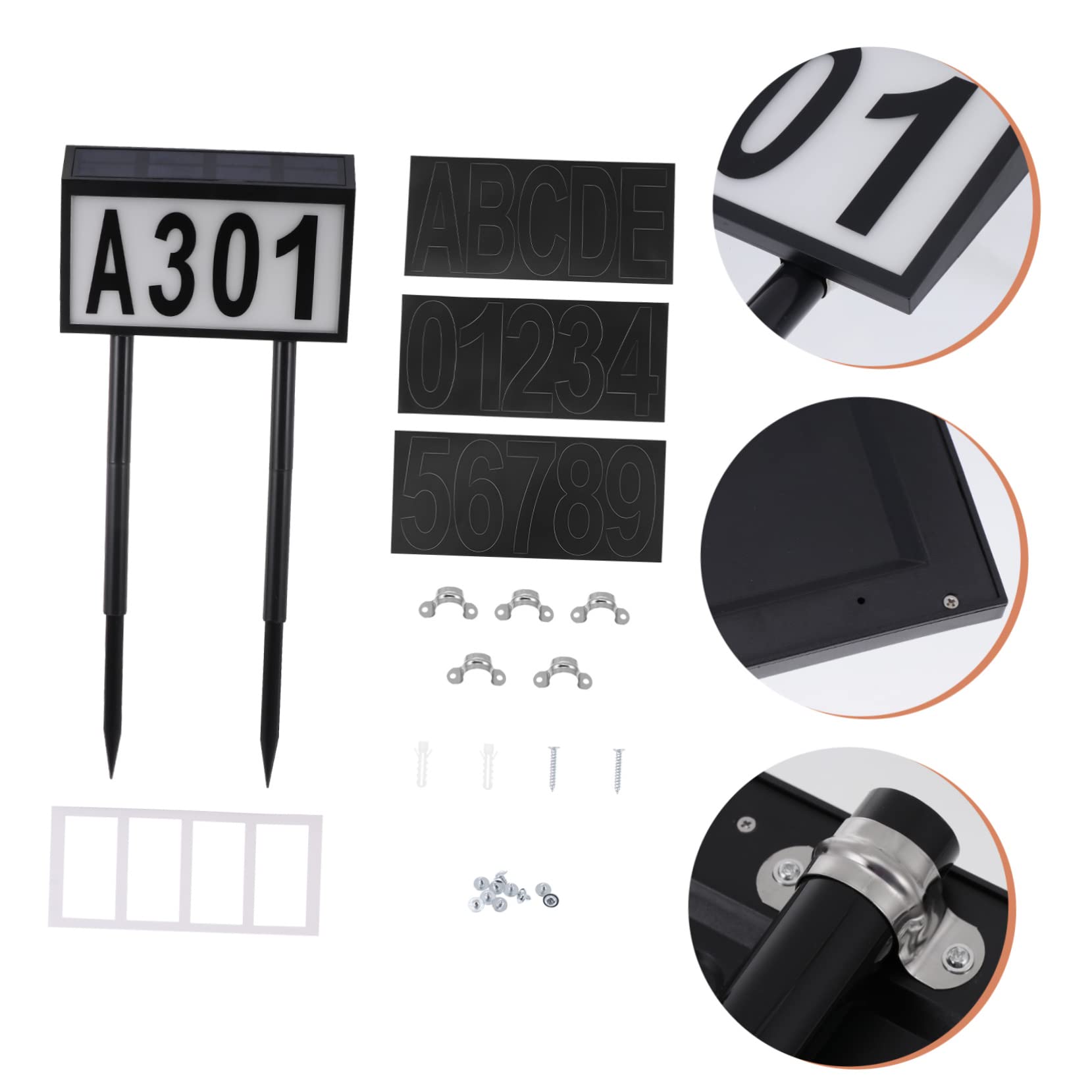 Lampada Solare da Esterno per Numero Civico 10 Led, Plastico Nero, 1200mah, Facile Montaggio per Centro Commerciale e Hotel