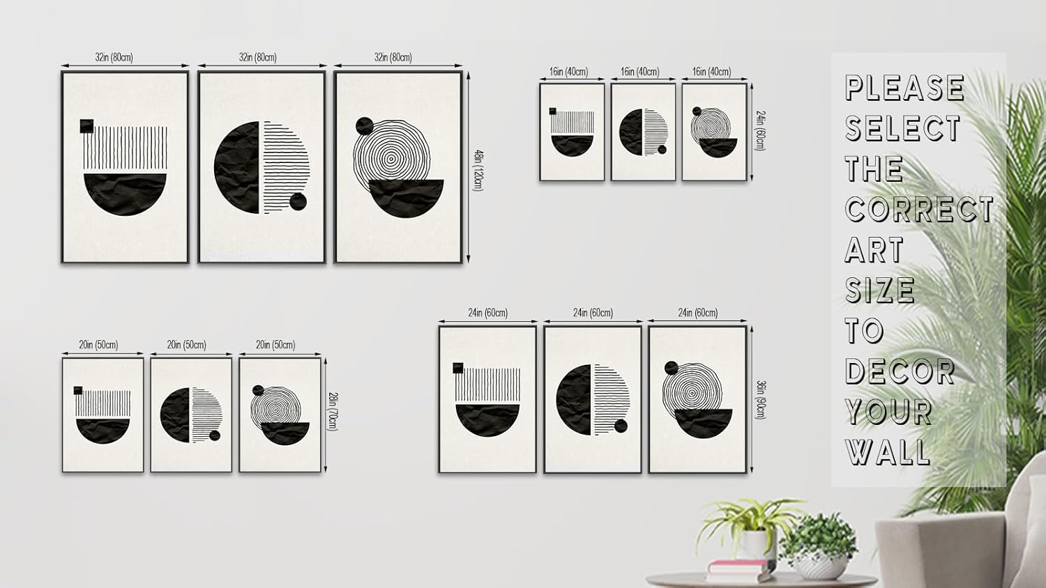 Large Framed Abstract Wall Art - Minimalist Boho Wall Decor 16"x24" Set of 3 Black and Beige Art Prints Mid Century Painting Geometrical Canvas Pictures for Living Room Bedroom Office Artwork - Image 7