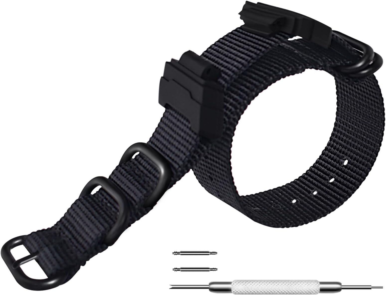Replacement Nylon Watch Straps Compatible with Casio G-Shock Model GA-100 / GA-110 / GA-100C / GA-300 / GA-120 / GA-200 / GD-100 / GA-140 / GA-735 / GA-800 / DW-5600 / DW-5600 / DW-5600 610 DW-5300