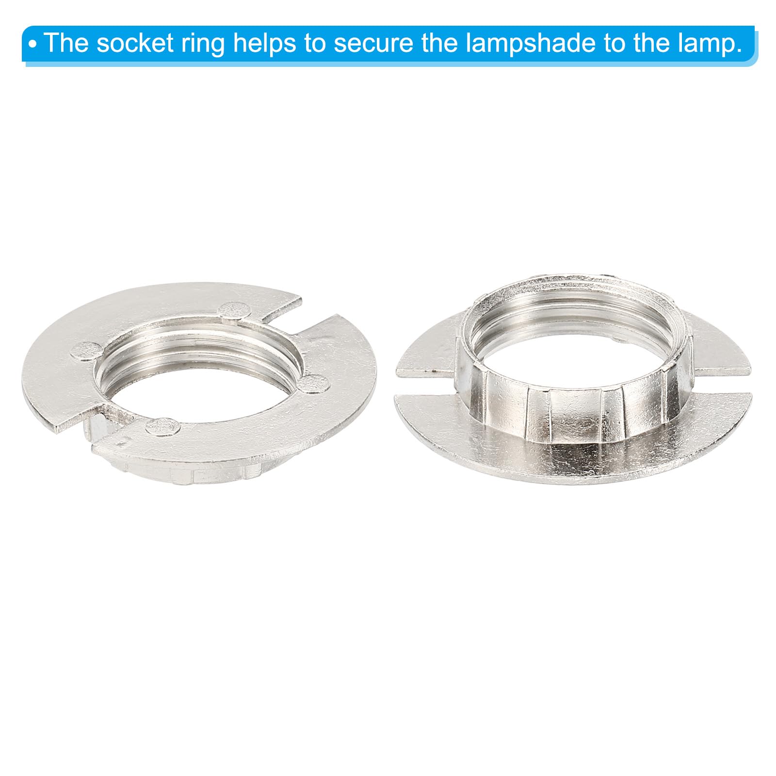 PATIKIL G9 Light Socket Rings, 8 Pack Shade Holder Adapter Alloy Ring for 3/4" Width Table Floor Lamp, Silver Tone - Image 3