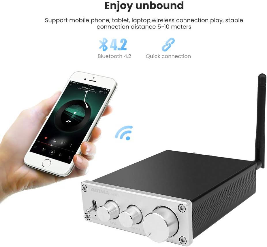 🔥 Cаѕhbасk uр tо 70% AIYIMA 2 Channel Bluetooth Amplifier 50W+50W TPA3116 HiFi Stereo CLAS D Amp with Bass and Treble Control & DC 19V Power Supply