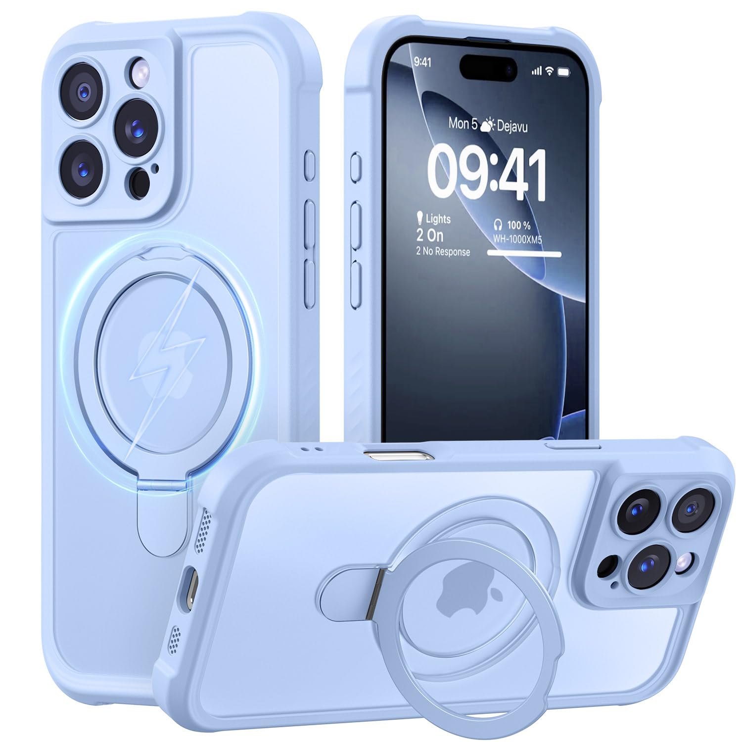 MOCCA Magnetic for iPhone 16 Pro Case with Stand,Light Blue
