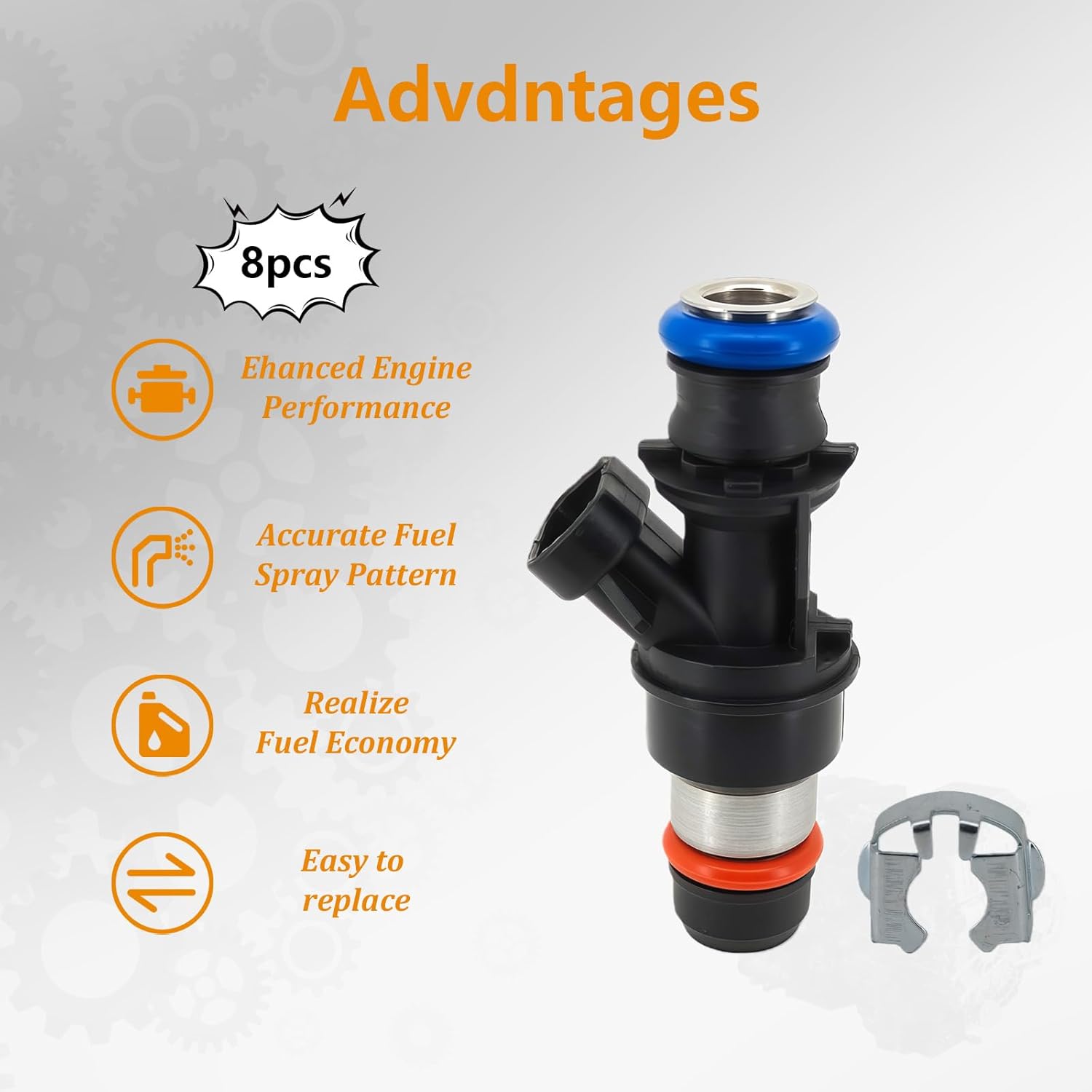 Upgraded 8 Pcs Fuel Injectors Compatible with 2001-2007 Chevy Silverado Suburban Avalanche Express Tahoe, GMC Sierra Savana Yukon Envoy, Cadillac Escalade, Buick Rainer 4.8L 5.3L 6.0L Replace 17113553