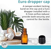 Vista 5 de Botella de vidrio color ámbar de 5 ml con gotero euro Tapa negra Juego de 12