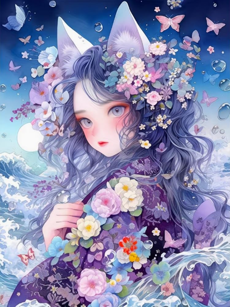 Brennora Embroidery Cross-Stitch Kits for Adults Beginners Pre Printed Cross Stitch Kit 11CT Needlework Arts and Crafts for Home Decor Fox Spirit 16x20 inch
