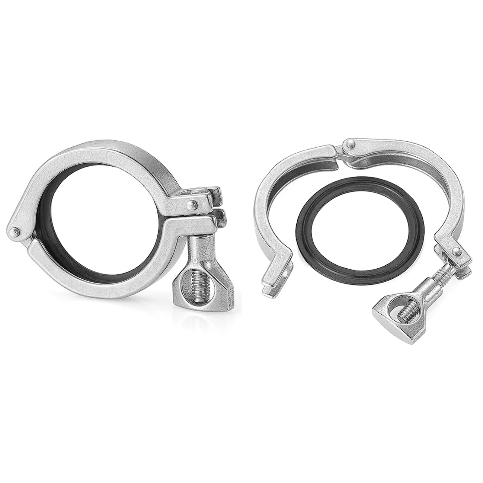 Esmen One Color 304 Stainless Steel Quick-Connect Clamps With Epdm Gaskets, 2 Sets Chucks, Snap-On Type Couplings, Heavy Duty Reinforced(Φ102 Chuck 119)