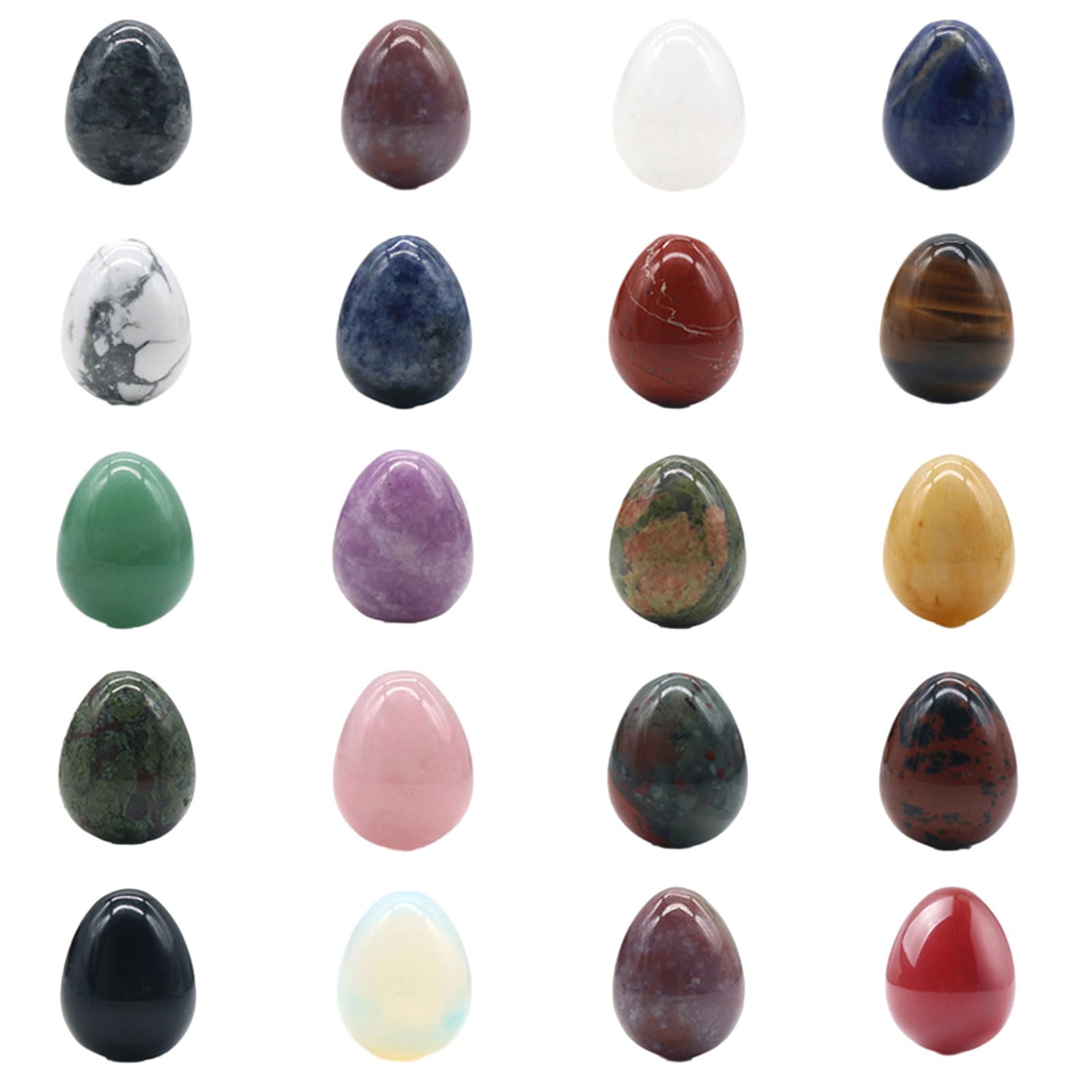 Alksubbm Of 20 Stone Collection Variety Tumbled Stone Eggs Crystals Eggs Gemstones Jewelry Ornament Tumbled Set