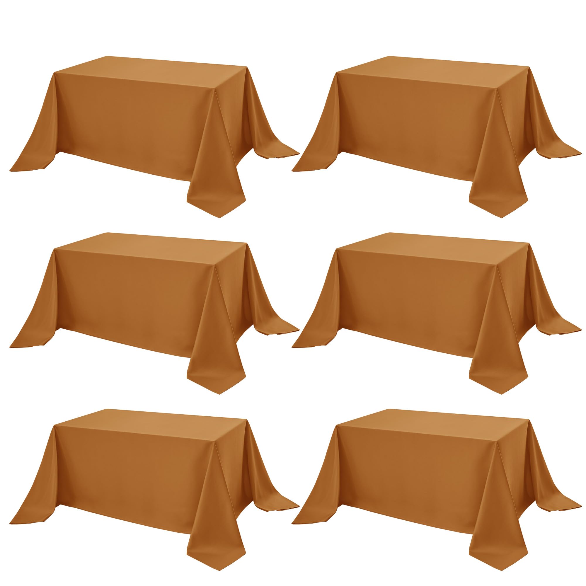 6-Pack Bronze Tablecloths for Rectangle Tables, 90 x 132 Inches