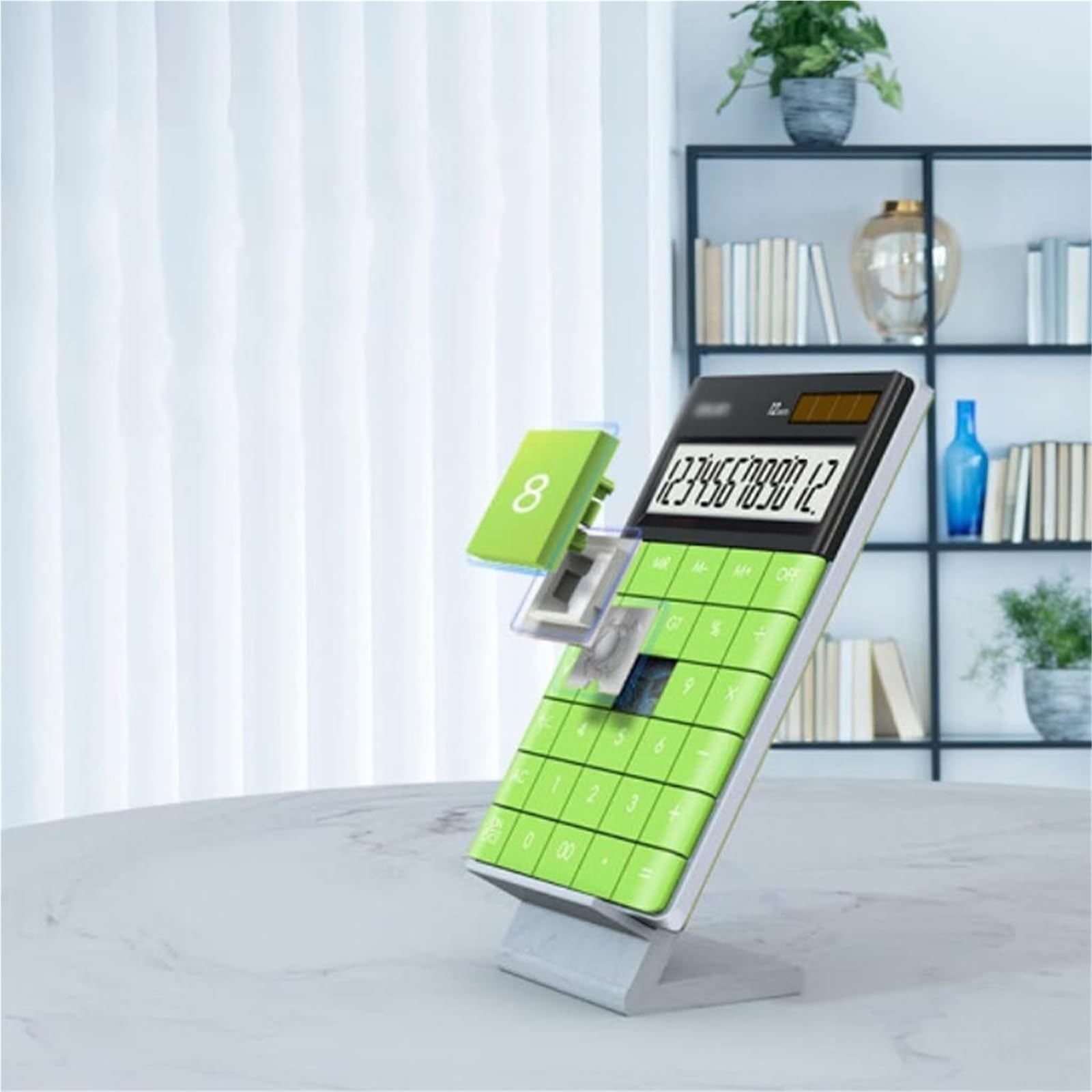Calculatrice Calculatrice De Bureau avec Grand Écran À 12 Chiffres, Double Alimentation Solaire Et Batterie, Portable Bureau Office(Rot)