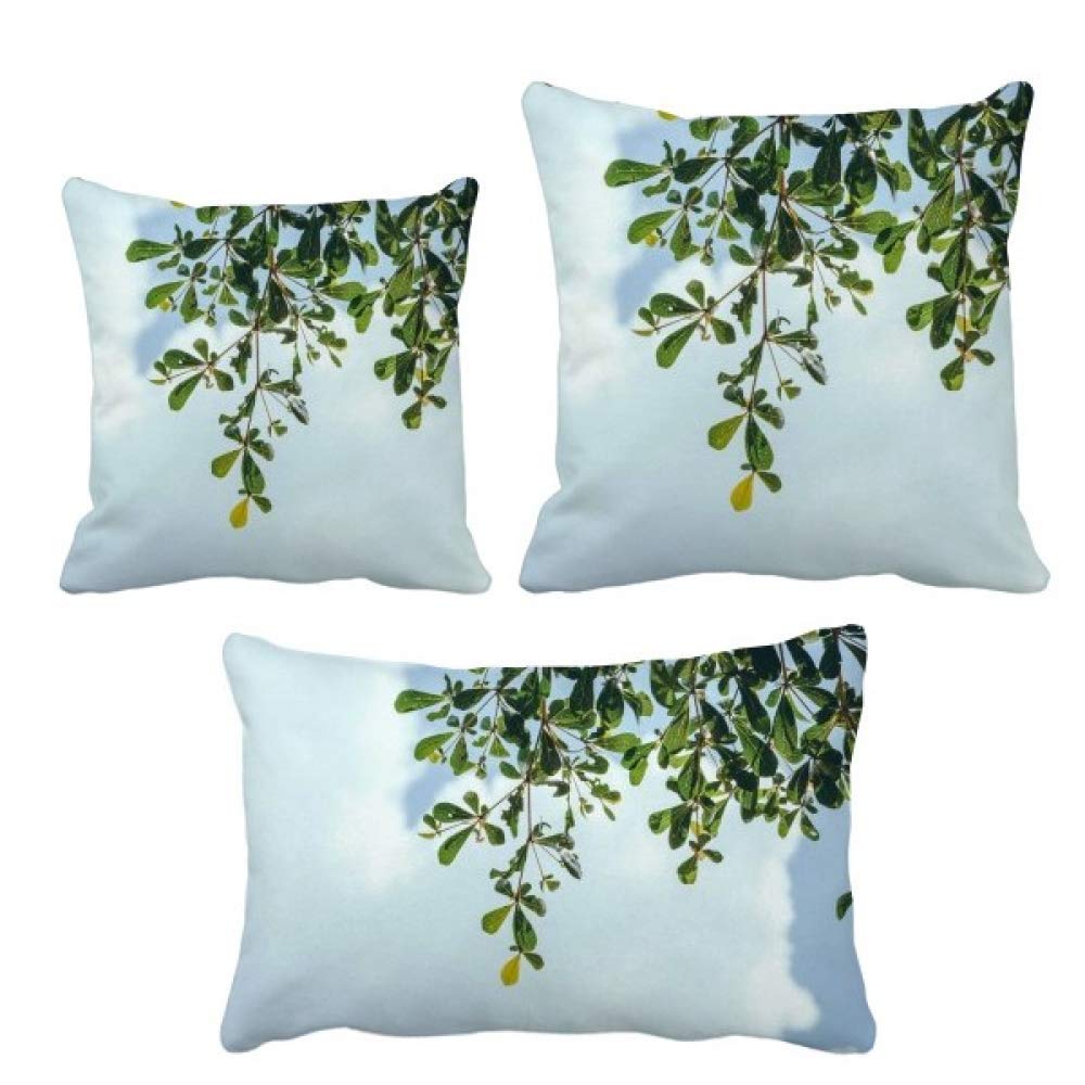Housse de coussin imprimée feuilles bleues vertes pour décoration canapé maison