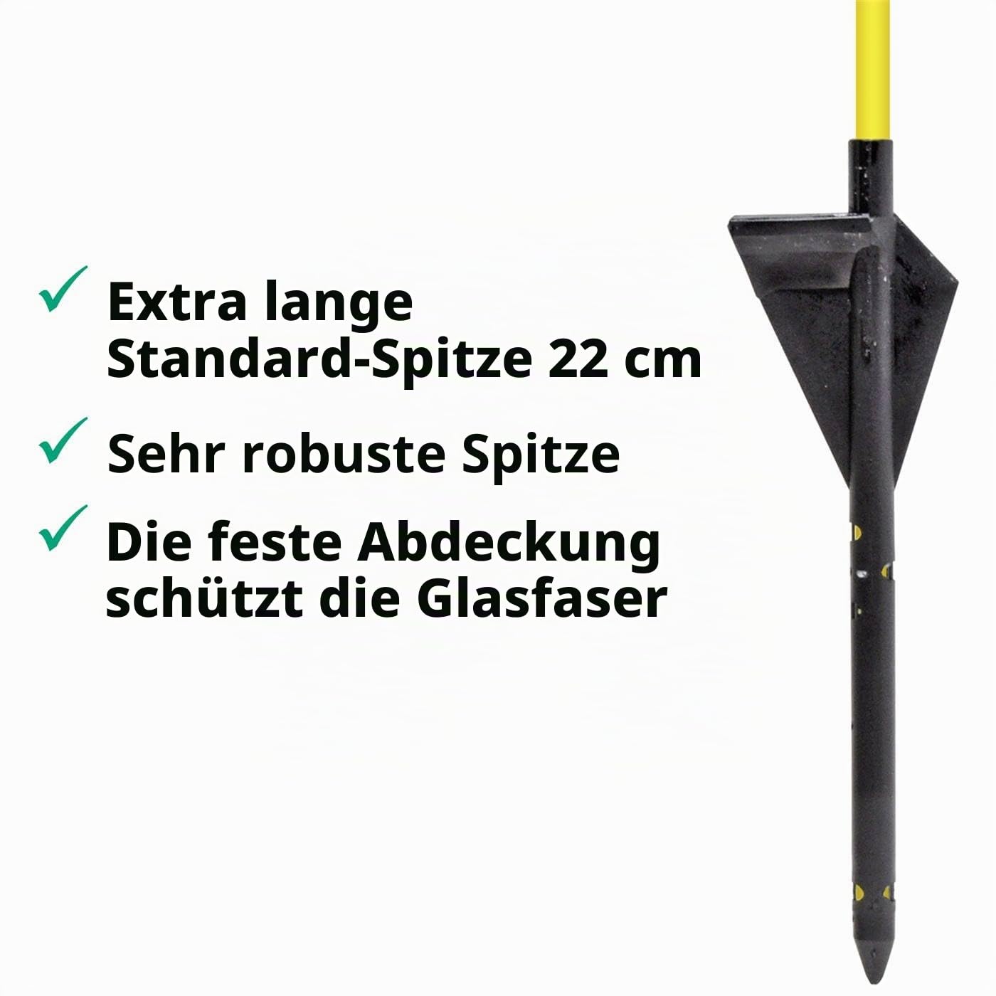VOSS.farming 10x Fiberglaspfähle 155cm, gelb, Zaunpfahl für Hundezaun, extra Lange Spitze, Zaunsteher mit Trittstufe Weidezaun
