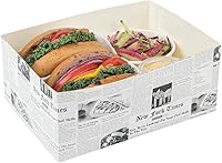 Vista 22 de Restaurantware Bio Tek - Bandejas de hamburguesas de 8.4 x 6 x 3.5 pulgadas, 100 bandejas de papel desechables para alimentos, bandejas de papel