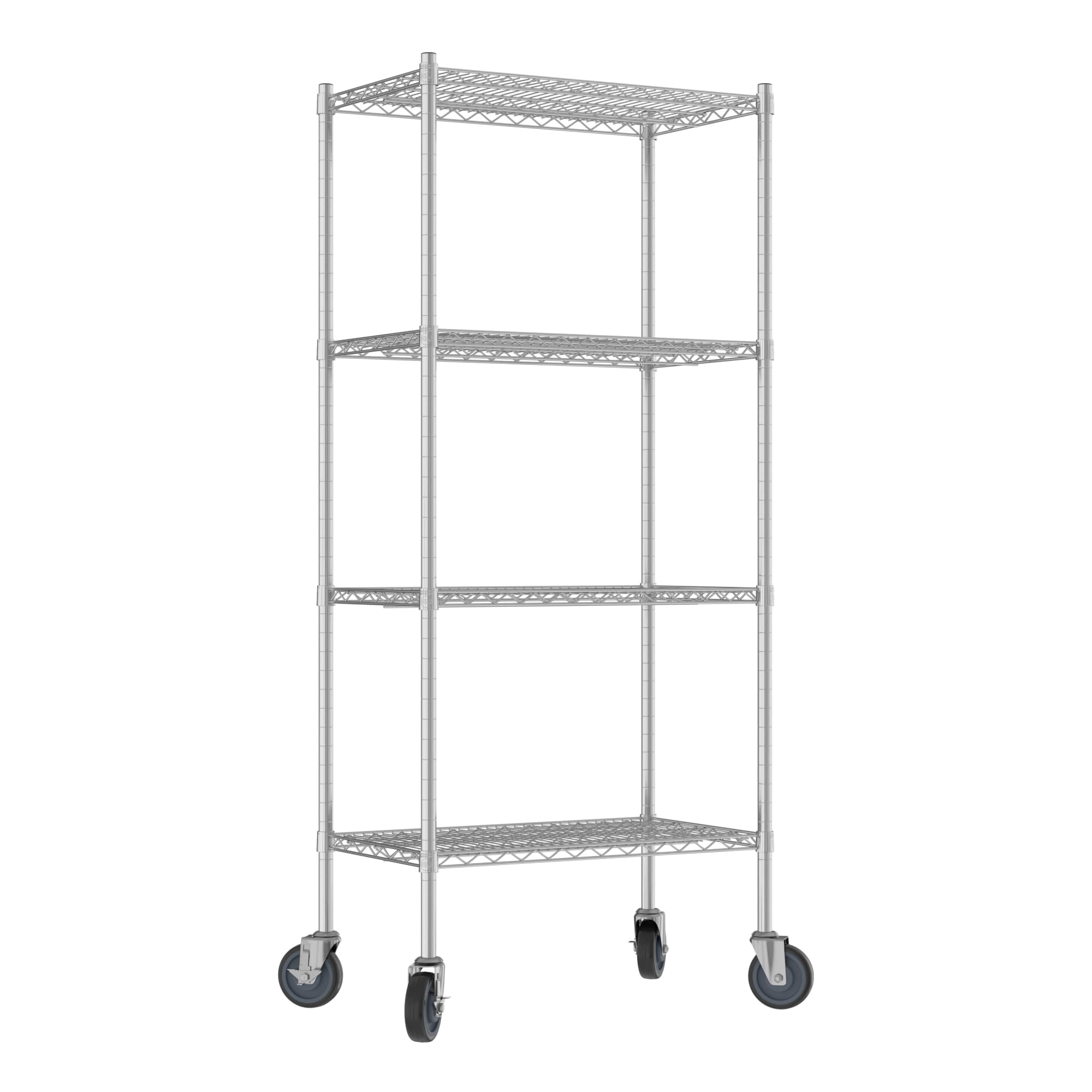 QUIET BOOK Commercial NSF Listed Chrome Mobile Wire Shelving Kit 18