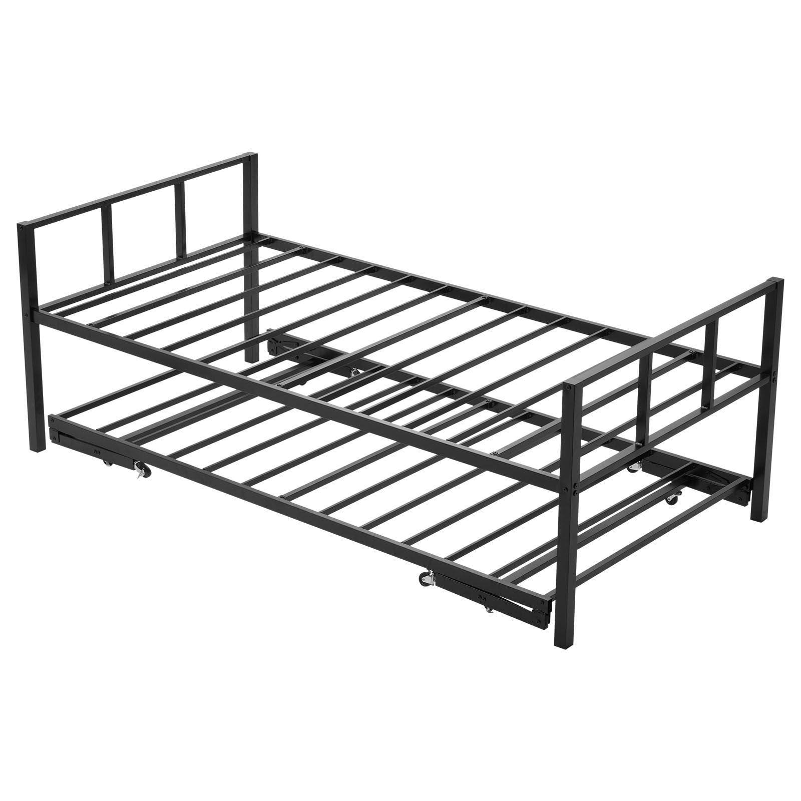 Condition photo showing New/Like New for VEVOR Twin Size Daybed Frame, Day Bed with Trundle, Heavy Duty Metal Platform Bed Frame, Twin Daybed with Metal Slats Support for Living Room, Bedroom, Guest Room, Easy Assembly, Black