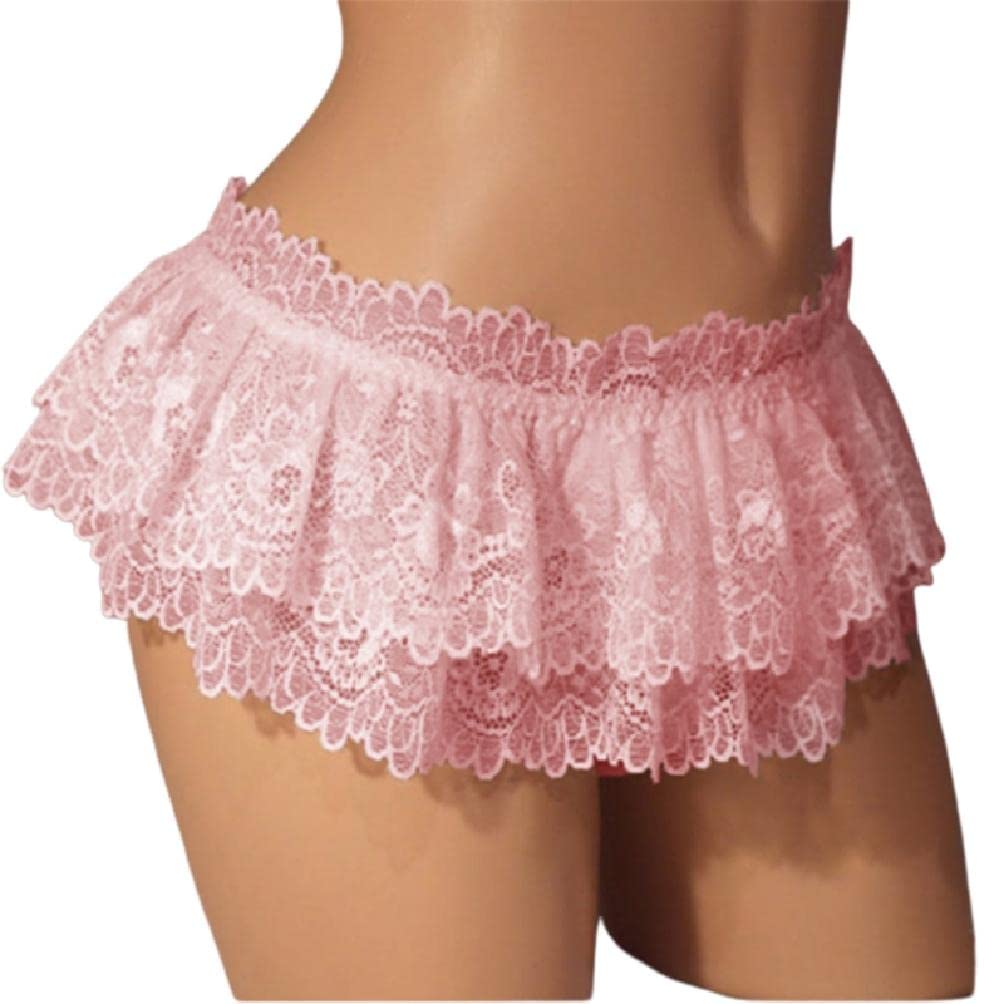 OWENRYIN Sissy Underwear Hollow Lace Underwear for Men Sexy Panties for Men Underwear Gay Panties for Men Thong with Jockstrap for Women Crossdress Costume