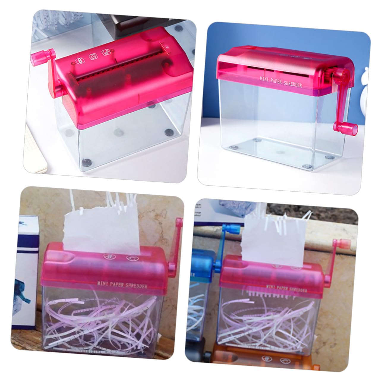 Destructeur de Papier Manuel Quotidien Mini Rouge pour Bureau