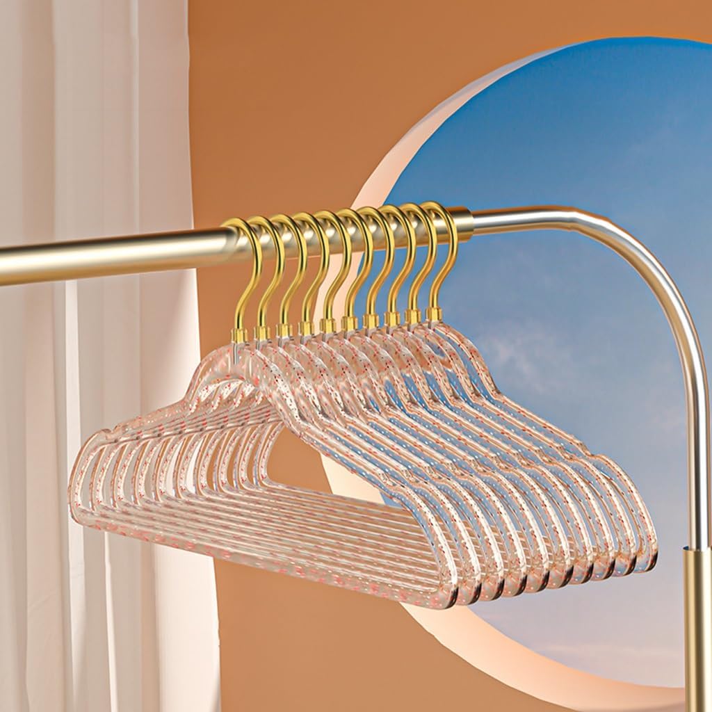 10Pcs Acrylic Clothes Hangers Coat for Clothing Stores Anti-Slip Drying Rack Wardrobe Space Saver Storage(C)