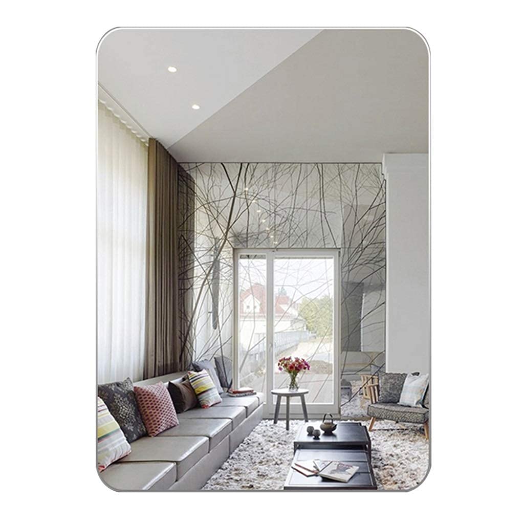 Wall-Mounted Vanity Mirrors Burglarproof Bathroom Mirror, Wall Mounted eless Styling Mirror, Styling Mirror Wall Mounted Mirror Silver Thickness 5mm (Design : B, Size : 60 80cm) (B 60 * 80cm)