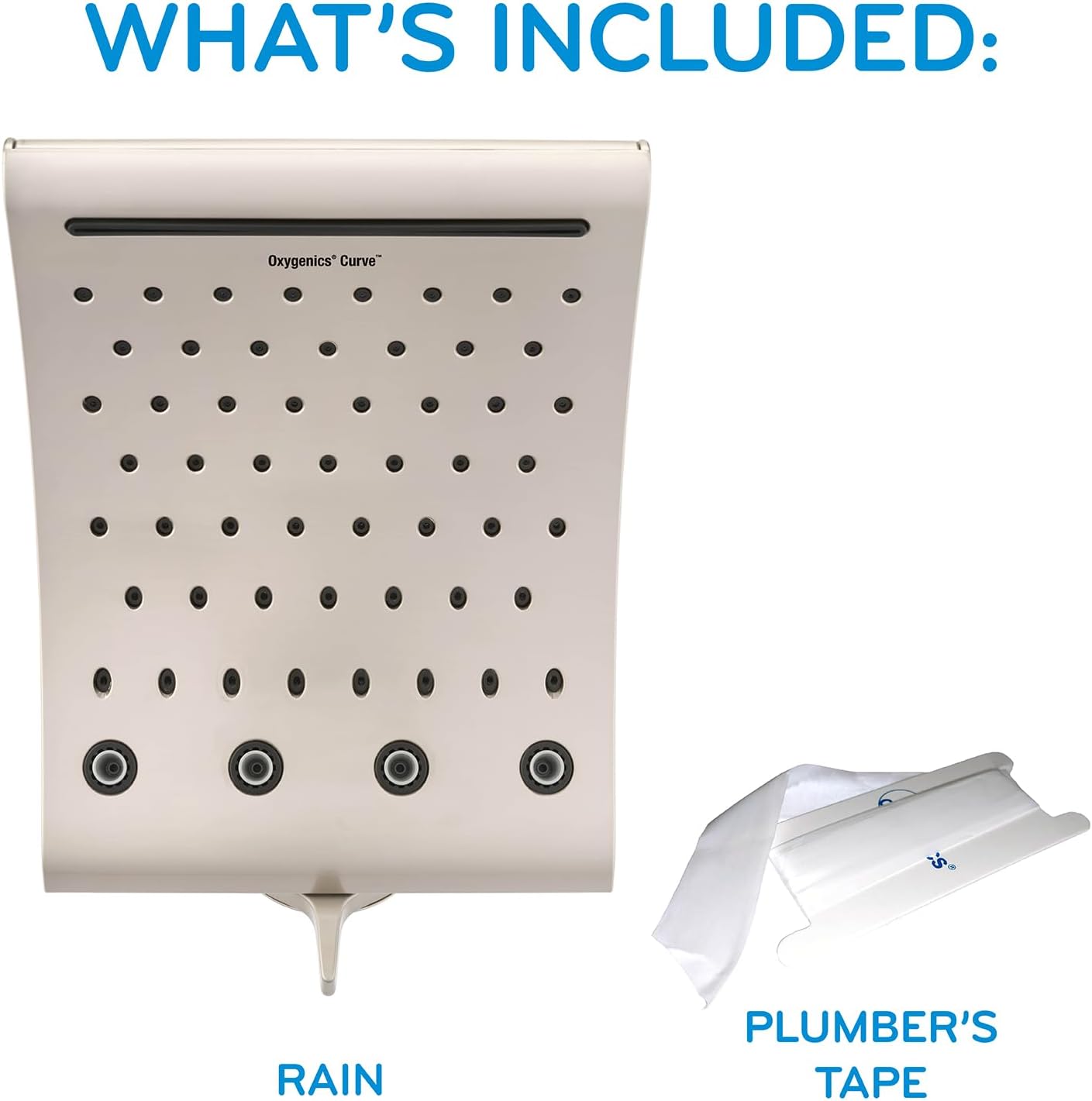 Oxygenics Curve 3-Setting Brushed Nickel Rain Shower Head