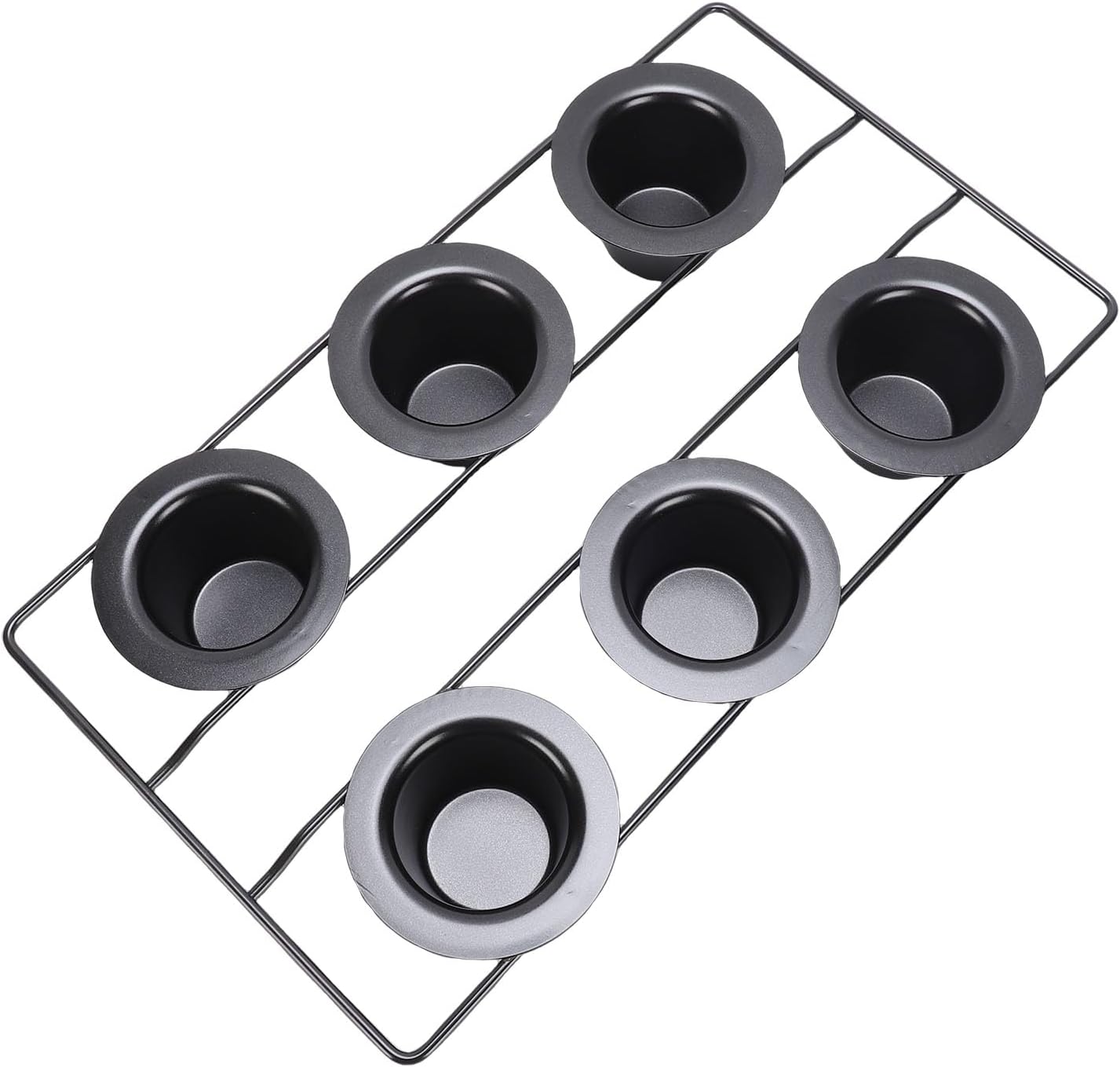TARSHYRY Non Stick Popover Pan, 6 Cup Popover Pan for Baking Deep Carbon Steel Bakeware with Wire Rack, Easy to for Pudding Muffins Popovers, Made with Premium Material
