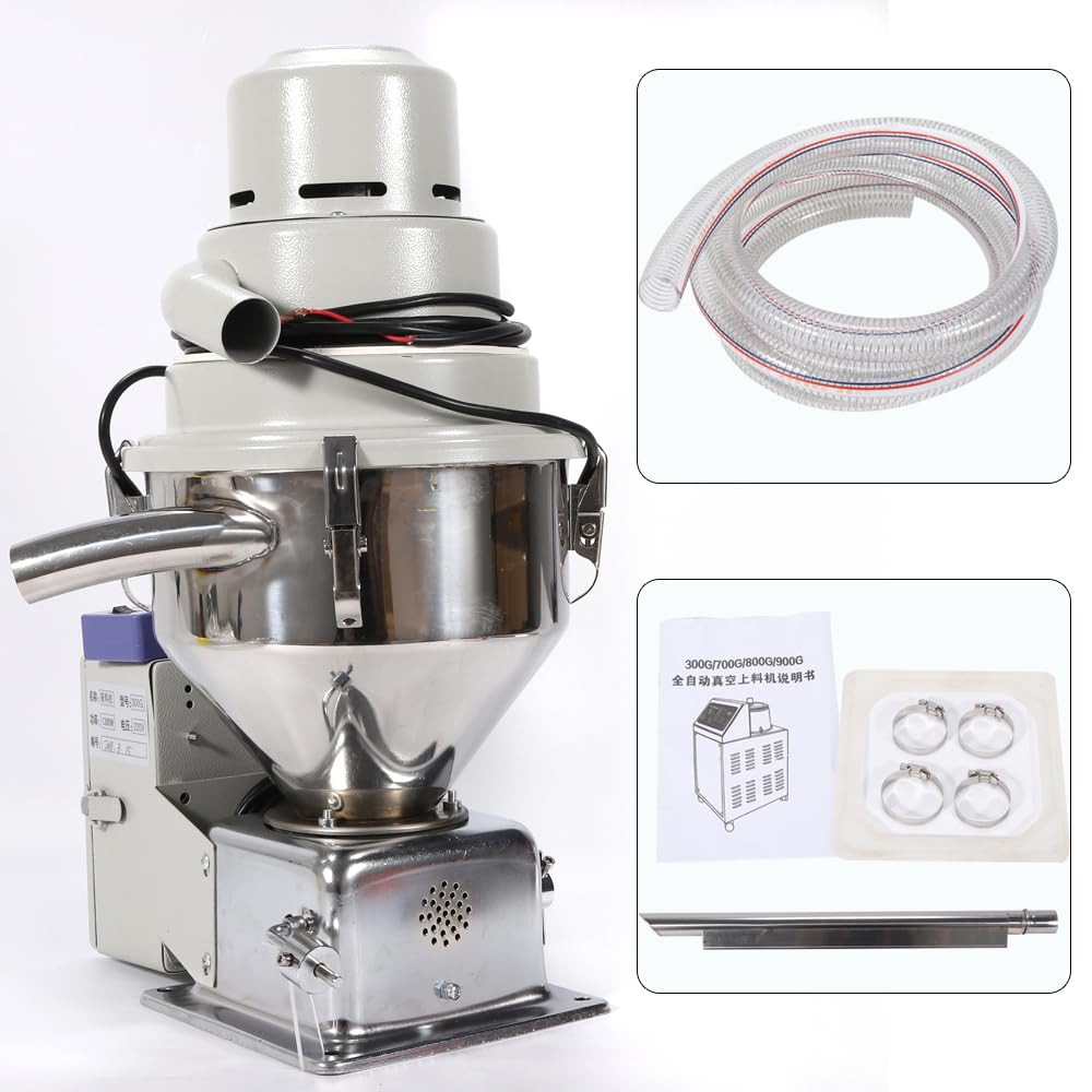 Macchina di aspirazione automatica a vuoto da 300 g, per un funzionamento silenzioso. Le macchine sono dotate di una portata di 300 kg/ora, 1,2 KW, 300 mm/HZO, 7,5 l