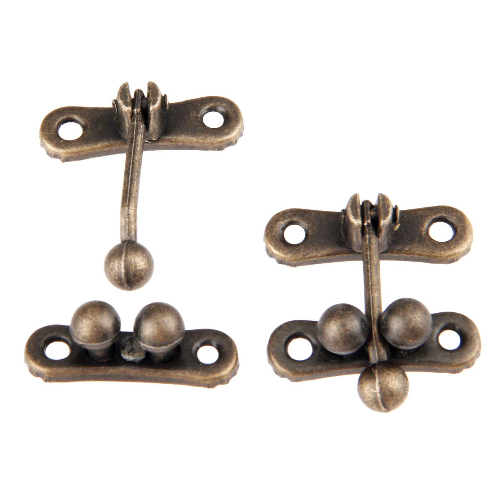 Fibbia cinese antica a scatola, fibbia con lucchetto antico.2 pezzi Bronzo antico Chiusure a scatto for scatola di gioielli Chiusura con fibbia for valigia Hardware vintage con vite 3133 mm