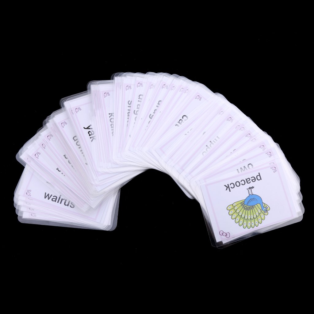 Cartes Mémoire Plastifiées pour Enfants, Animaux, 80pcs