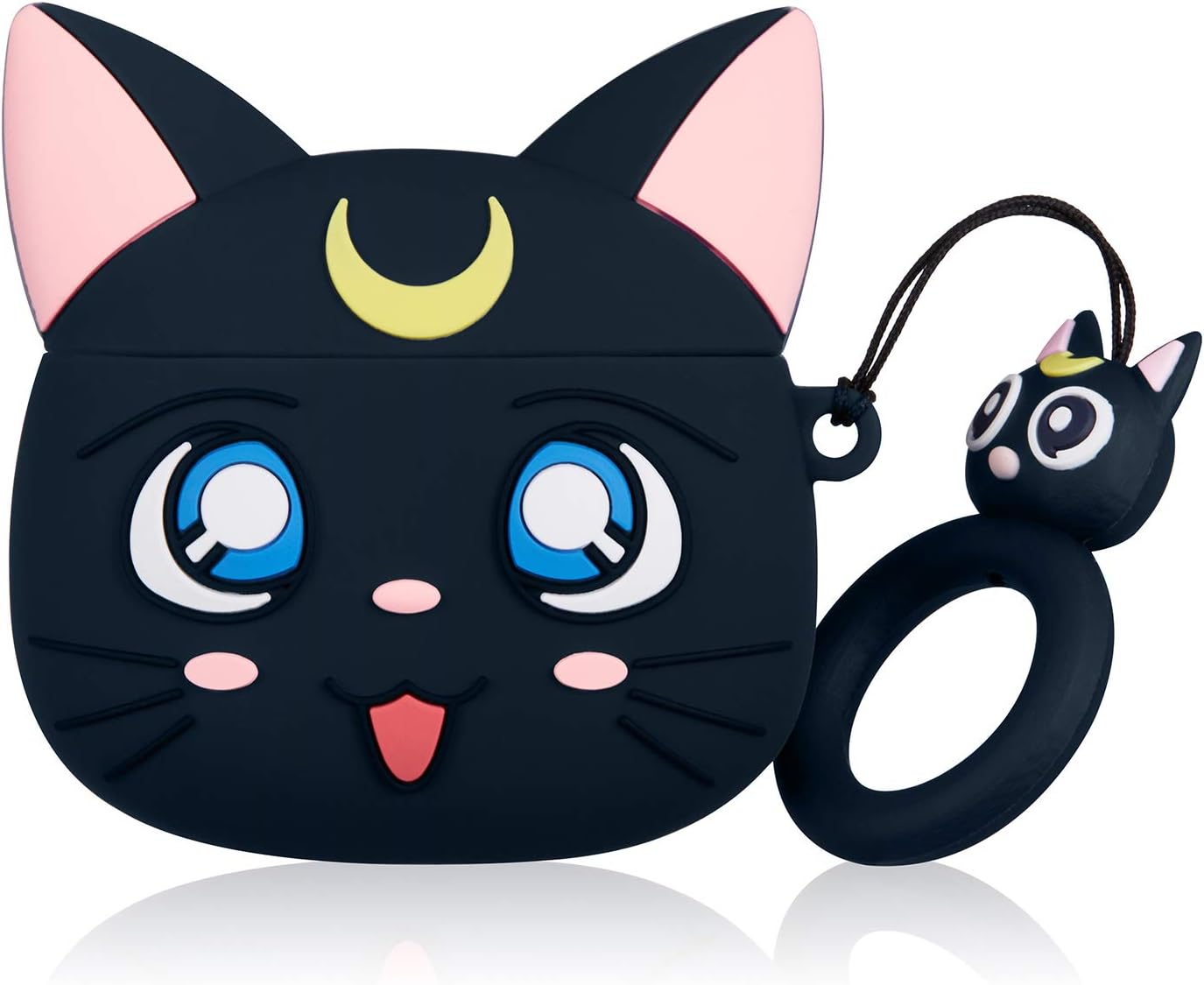 Special Jowhep Case for AirPod 2/1 Cartoon Design Cute Silicone Cover with Keychain Fashion Funny Shockproof Soft Protective Skin for Air Pods Girls Kids Kawaii Food Shell Cases for AirPods 1/2 Black Luna Cat