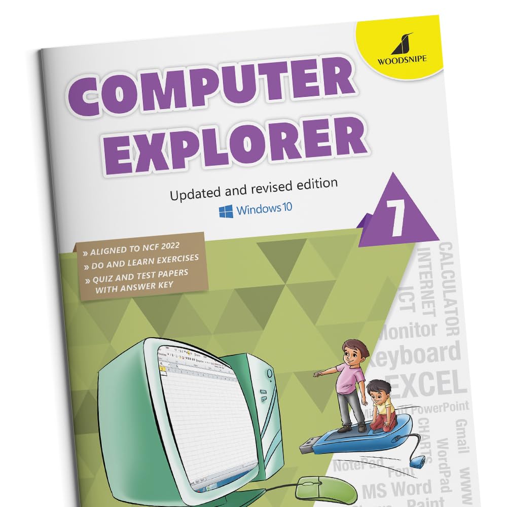 Woodsnipe Basics of Computer Learning Book for Kids Age 11 to 12 | Class 7 | Learn Computer Networks, History of Internet and Ms Excel | Multiple Choice Questions | Quiz & Tests | Answers keys