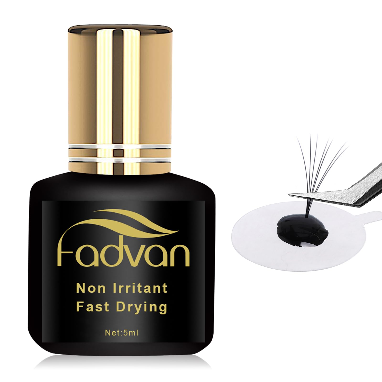 FADVAN Pegamento Extensiones de Pestañas| Pegamento Profesional para Extensiones de Pestañas Negro de Secado Rápido| Eyelash Extension Glue 5ML