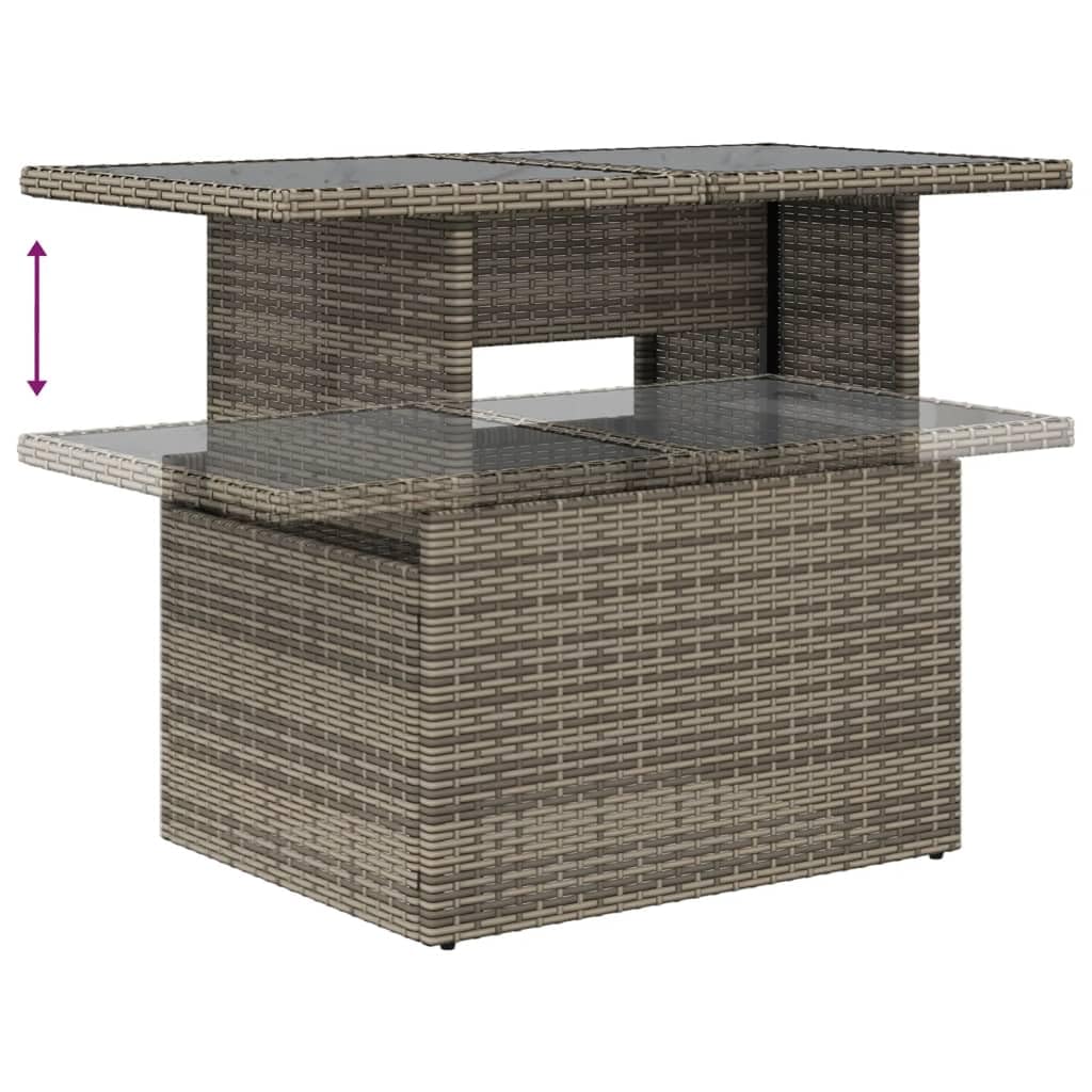 Set Divani da Giardino 5 pezzi con Cuscini Grigi in Polyrattan, Arredo per Esterni, Lounge Modulare per Terrazza, Balcone e Patio, Resistente agli Agenti Atmosferici, per Relax