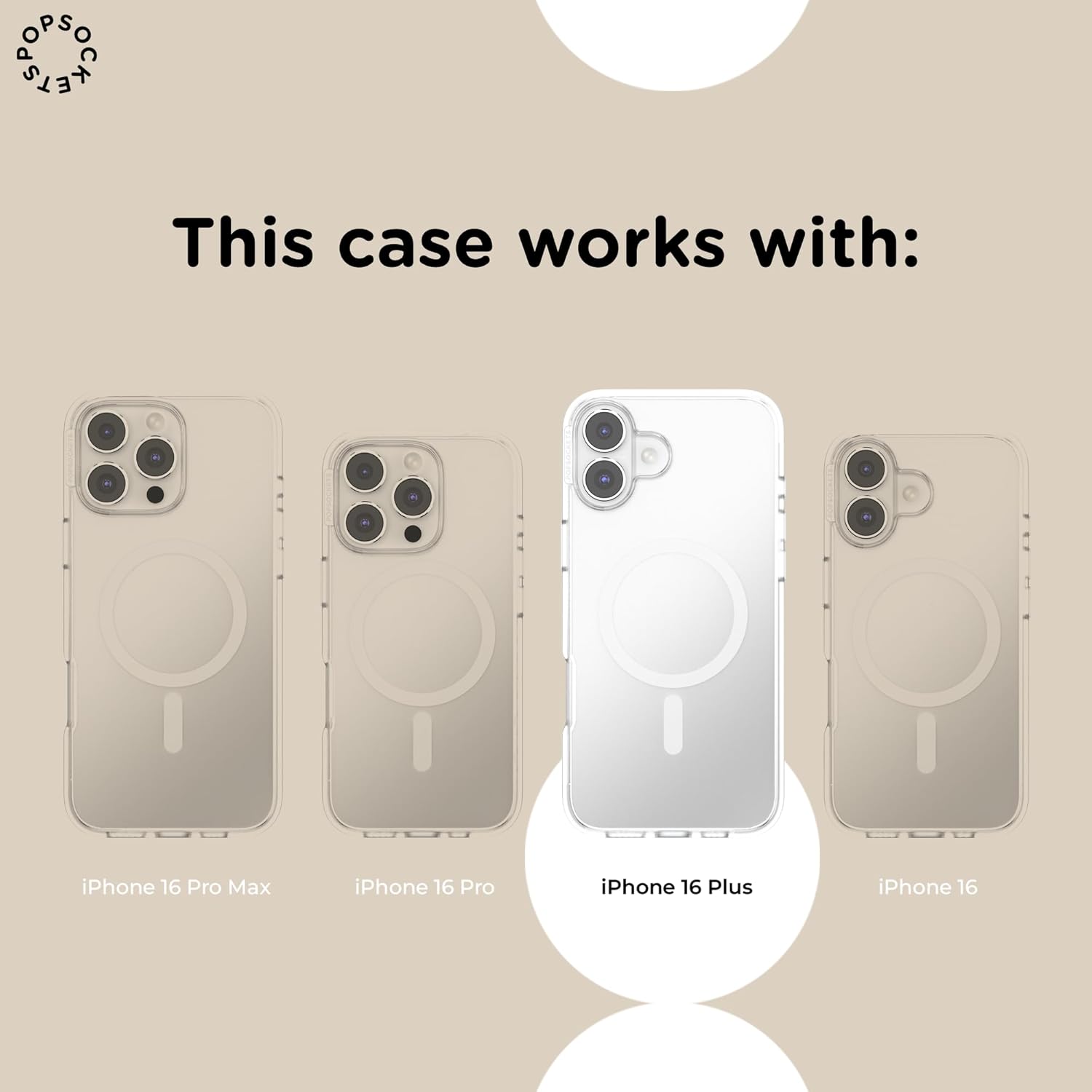 PopSockets iPhone 16 Plus Phone Case with MagSafe, Wireless Charging Compatible, Purple - Aura