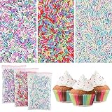 150G Fake Sprinkles 7MM Rainbow Confetti Sprinkles for Baking, Non-Edible Resin Faux Candy Sprinkle, Polymer Clay Slices for DIY Nail Art Crafts Phone Case Fake Cake Dessert(3 Style Mixed Color)