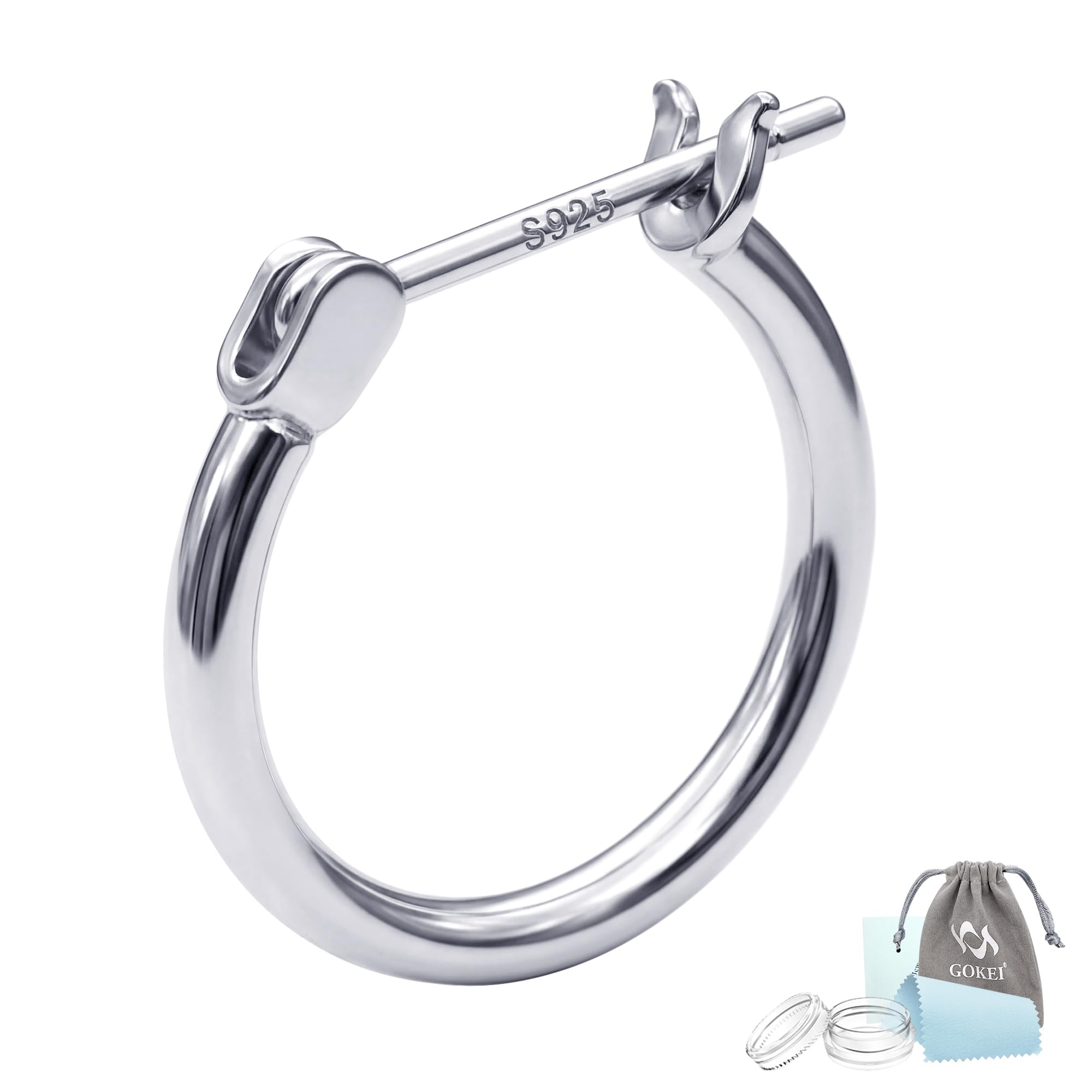 [GOKEI] フープピアス シルバー925 純銀 リングピアス 20G レディース メンズ ジュエリー イヤリング アクセサリー 金属アレルギーフリー 男女兼用