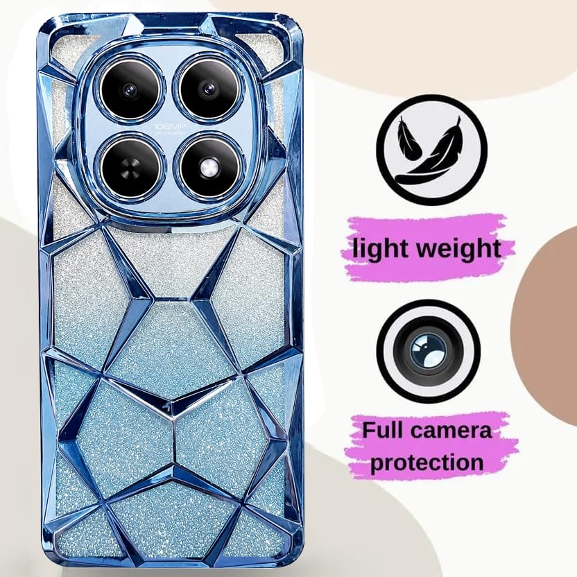 Image of VONZEE Gradient Glitter Case for Redmi Note 15, Luxury Electroplated 3D Cube, Diamond Bling Shiny Soft TPU Clear Shockproof Women Girls Protective Phone Cover (Sierra)