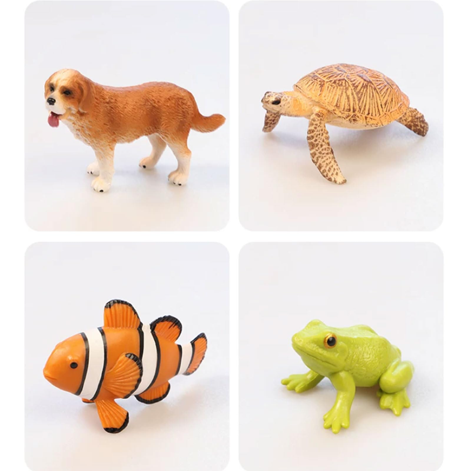 Zestaw Zabawek do Klasyfikacji Zwierząt Montessori, Realistyczne Miniaturowe Figurki Zwierząt z Drewnianą Tacą do Sortowania (10 szt.)