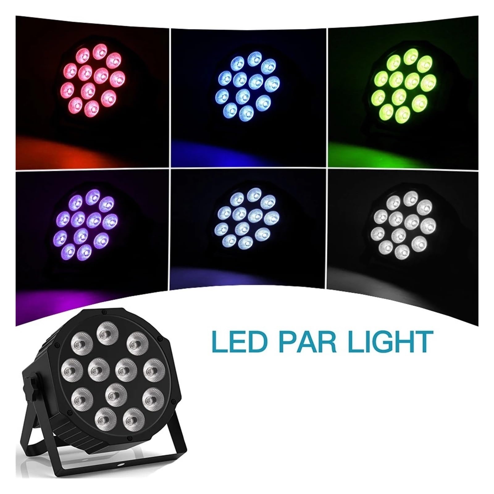 Lumière d'étape de LED, Projecteur LED Par 12x18w 6 en 1 RGBWA + UV 6 en 1 Projecteur LED plat Par DMX512 Projecteur LED teinté professionnel for scène(6in1)