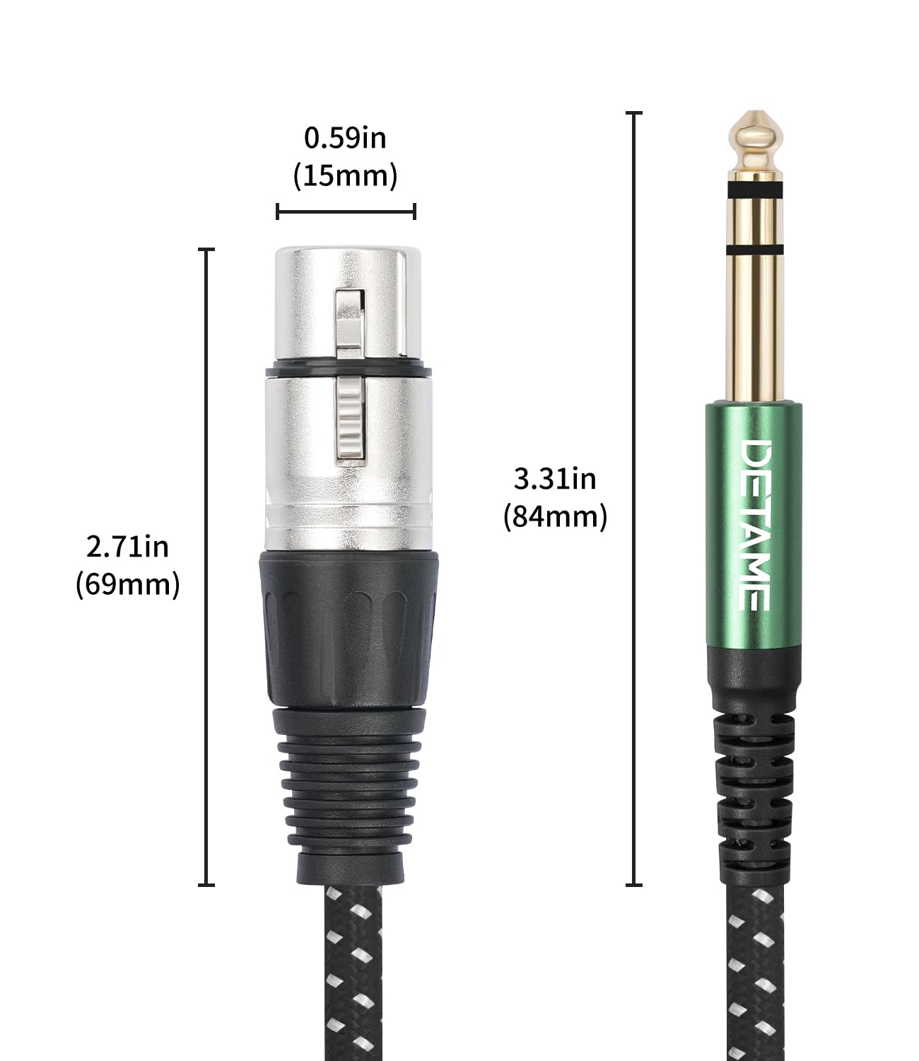 Cavo da XLR femmina a 3 pin da 6,35 m a TRS bilanciato da 6,35 a XLR, confezione da 2 | Adatto per collegare ingressi XLR microfono a ingressi mixer 1/4