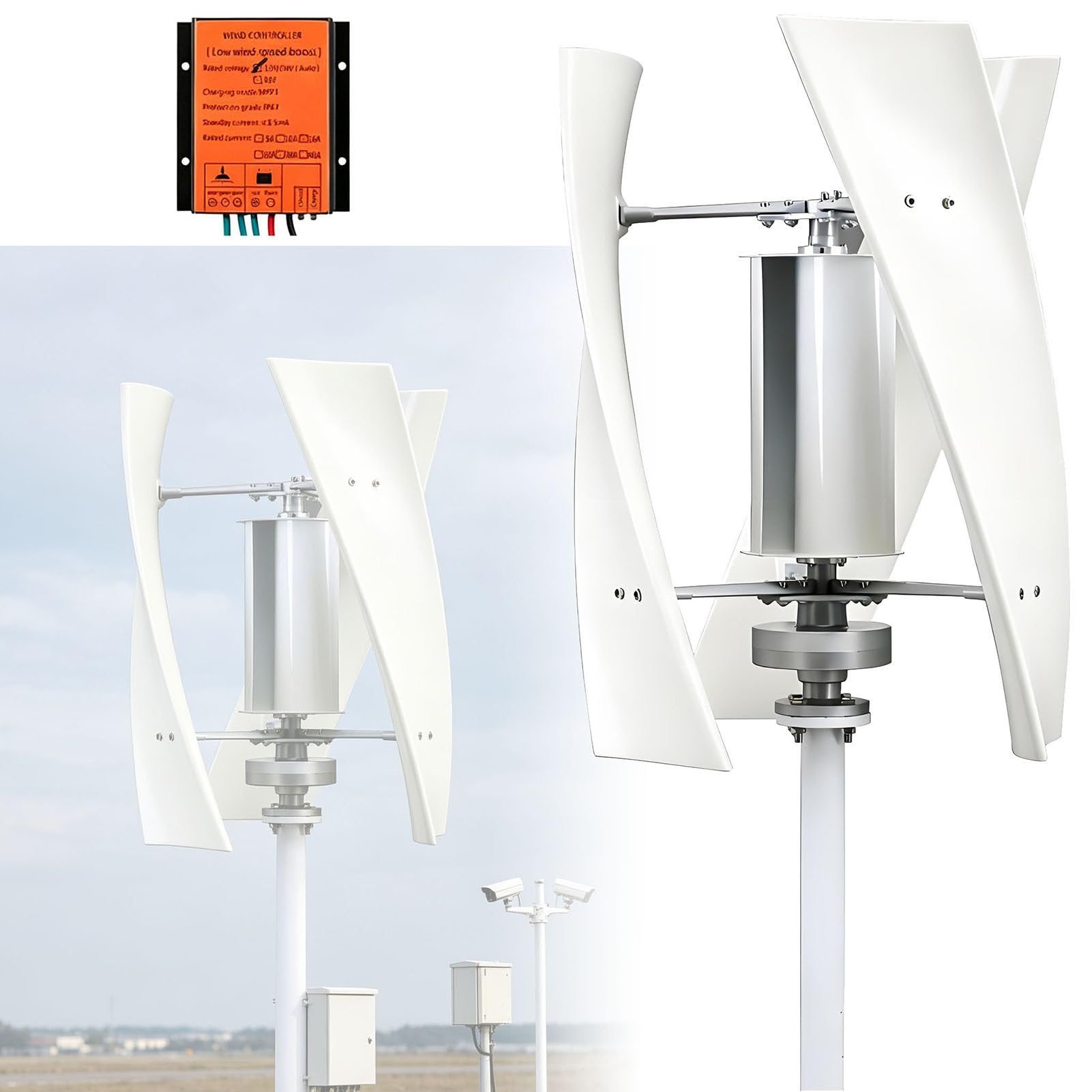 Vindkraftverksgenerator,3-Bladig Maglev Vertikal Kraftgenerator Med Regulator för Hemmet Eller Camping,Lätt Vindstart,Lågt Brus och Låg Vibration,Robust och Hållbar,Enkel Installation 48V-6000W